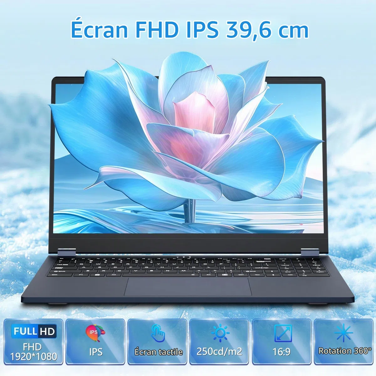 15,6" PC Portable 2-en-1, Core 8100Y, 16Go RAM 512Go SSD