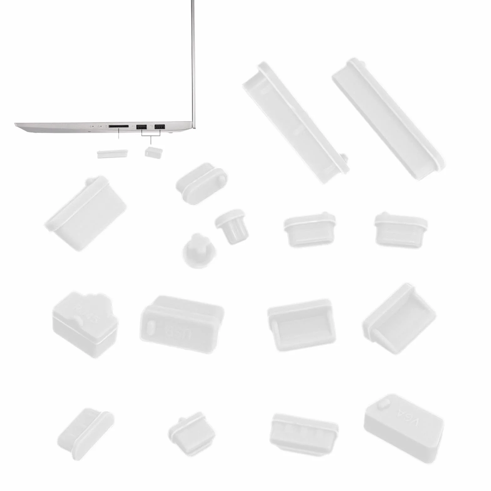 Cache anti-poussière USB C Type C, 16 pièces, bouchons silicone pour port ordinateur portable