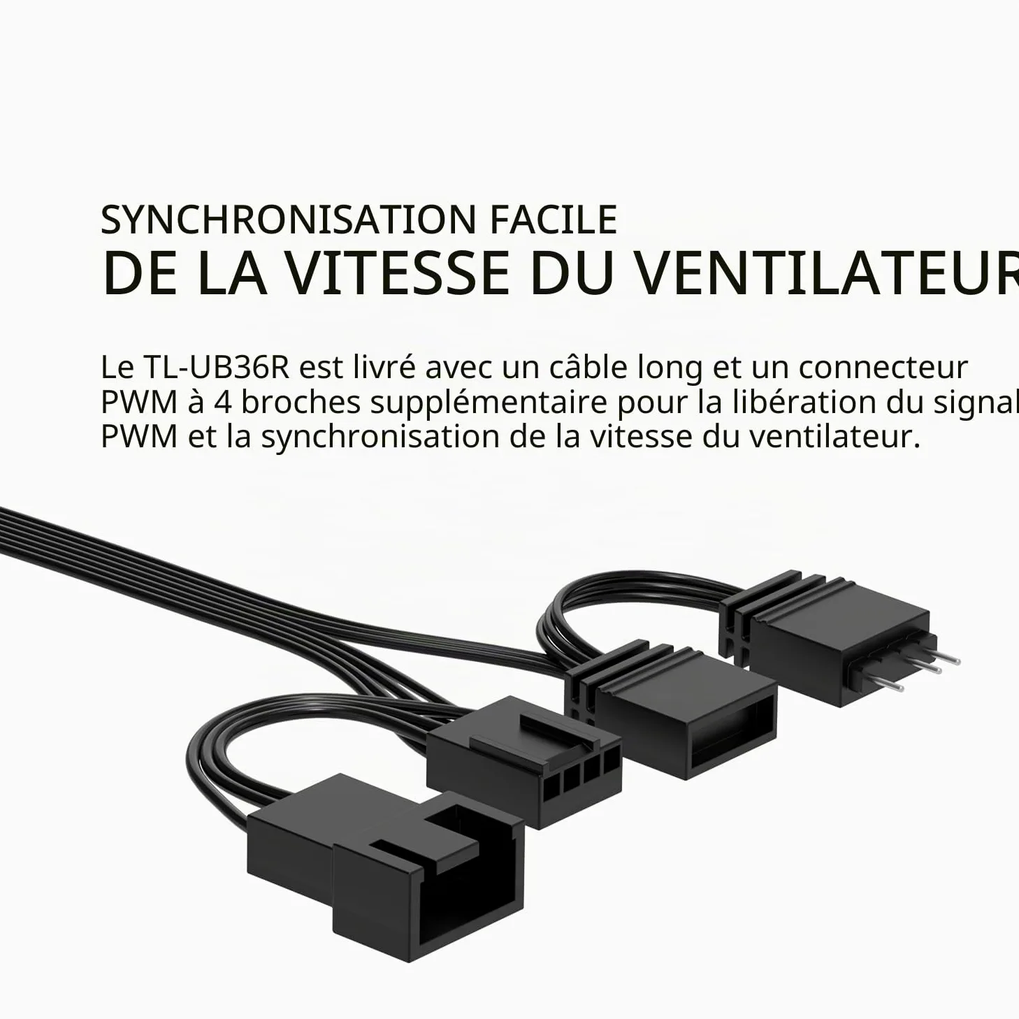 Thermalright TL-UB36R Lot de 3 ventilateurs de boîtier 120 mm PWM silencieux (≤ 27 dBA) avec pelle inversée, éclairage ARGB 5 V, refroidissement à eau, boîtier noir