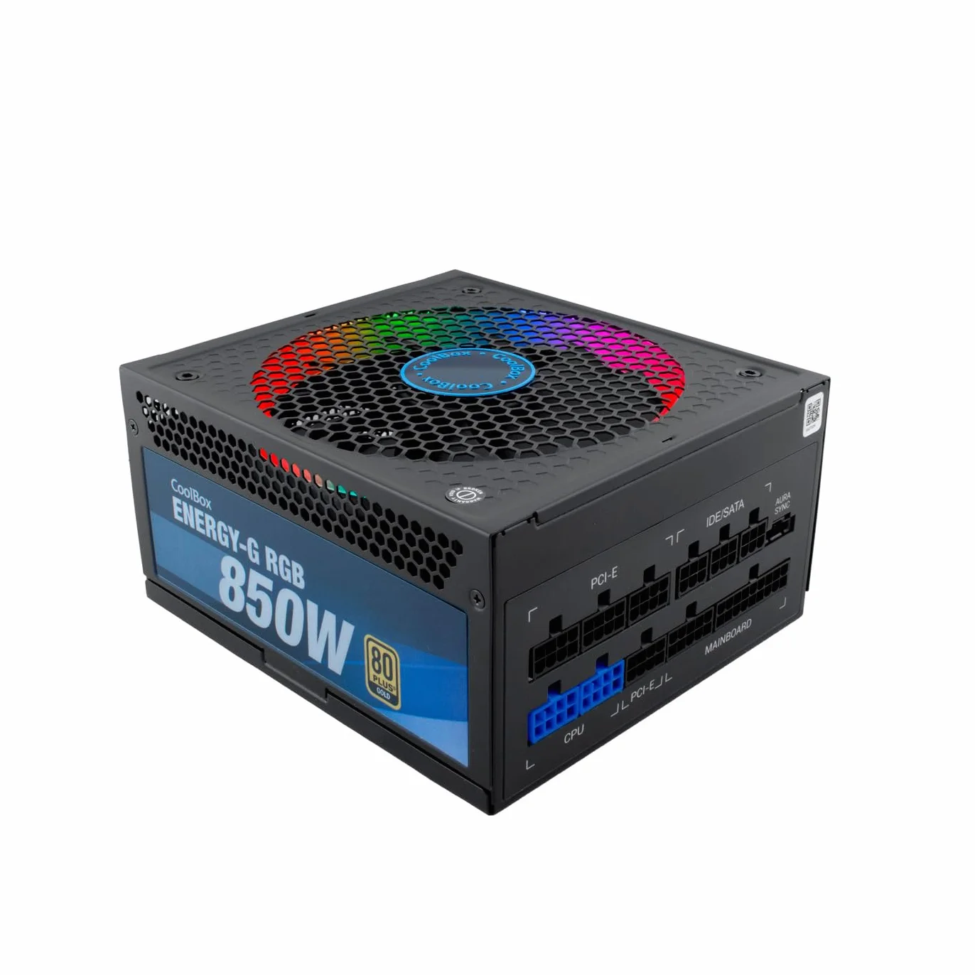 Deep Gaming Energy-G – Bloc d'alimentation PC 850 W, 80 Plus Gold, Full Modulaire, éclairage ARGB, ATX 12 V, Compatible avec Nvidia RTX série 30. Couleur : Noir.