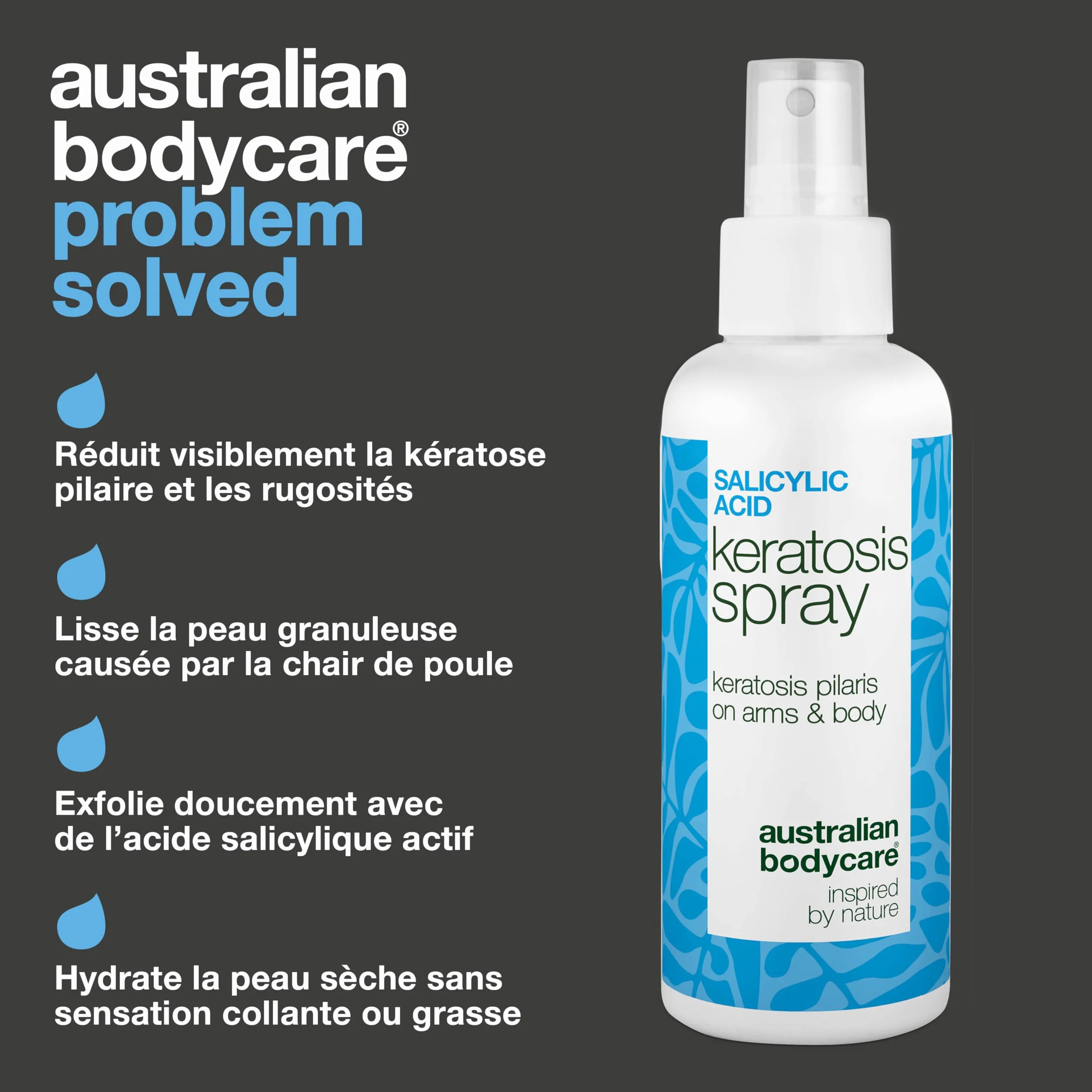 Spray kératose pilaire acide salicylique acide glycolique glycérine panthénol