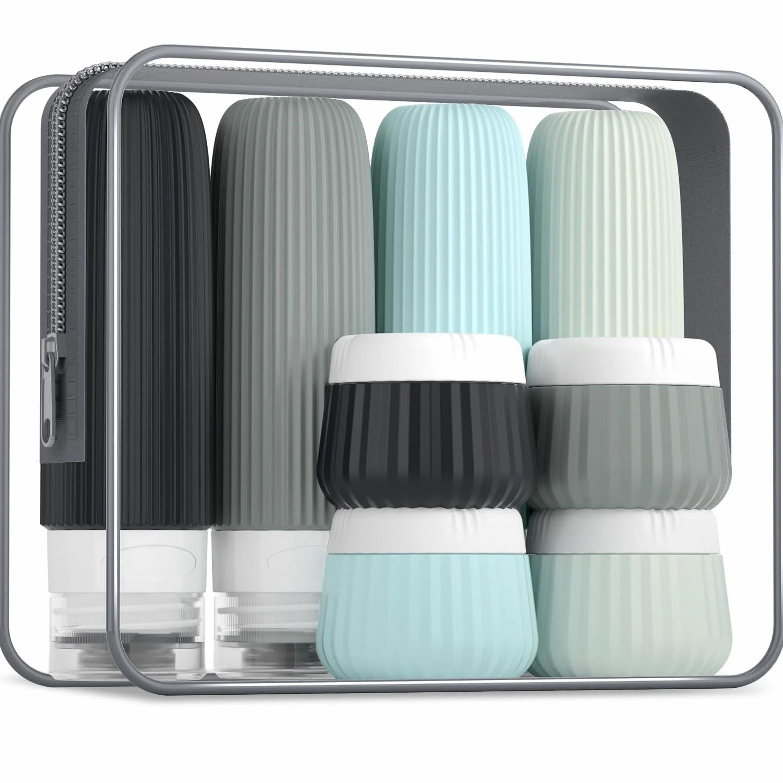 Gemice Bouteilles de voyage pour articles de toilette 8 pack, TSA Approved 90ml, Contenants de voyage transparents