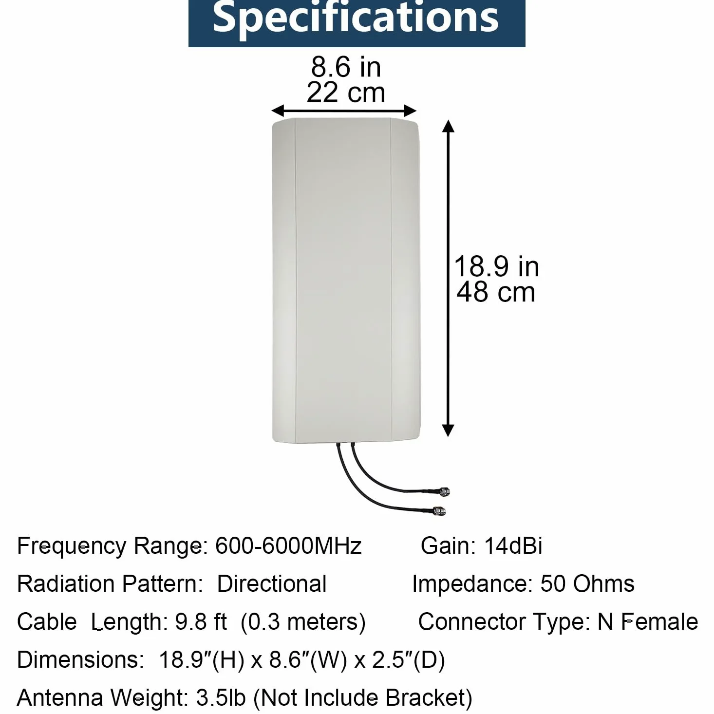 Kit d'antenne 5G NR 4G LTE 2 x 2 MIMO directionnel pour T-Mobile Home Internet, Verizon, AT&T double câble avec connecteur SMA adaptateurs TS9 N type mâle