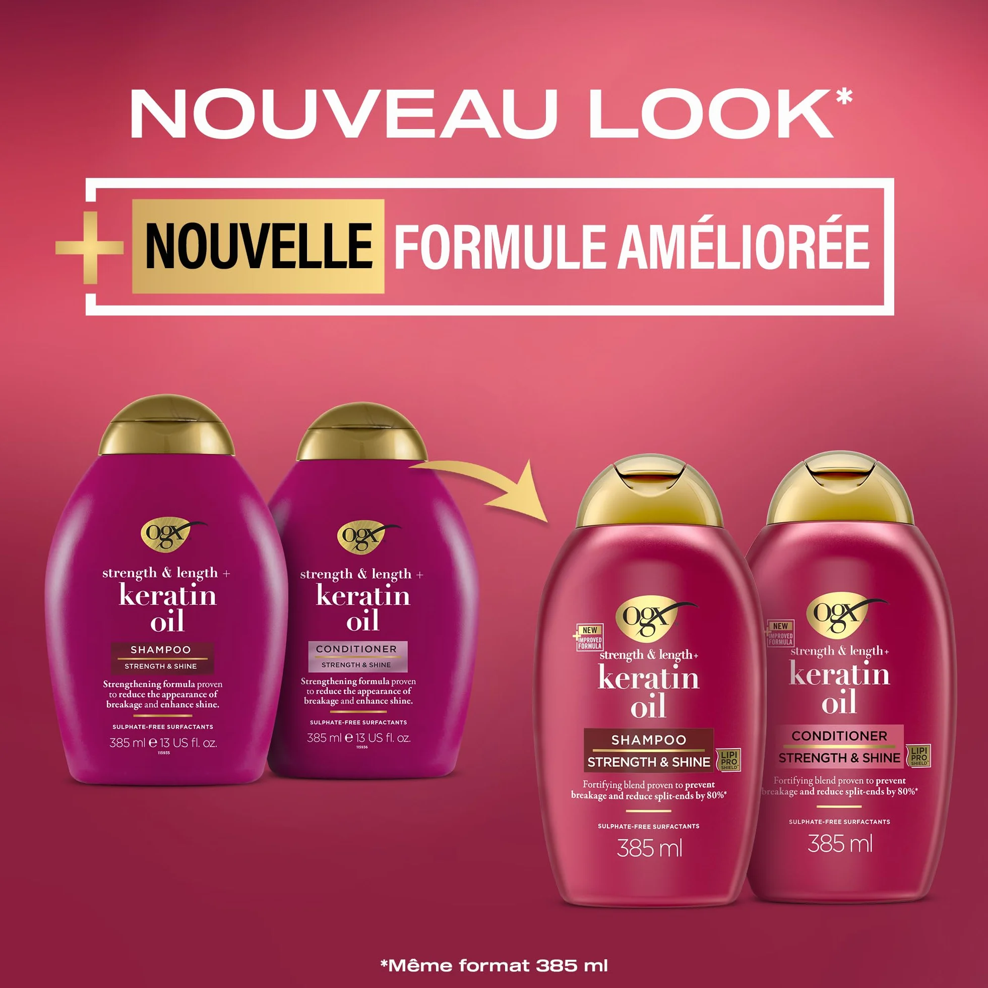 OGX Après-Shampooing Keratin Oil 385 ml Soin fortifiant cheveux cassants