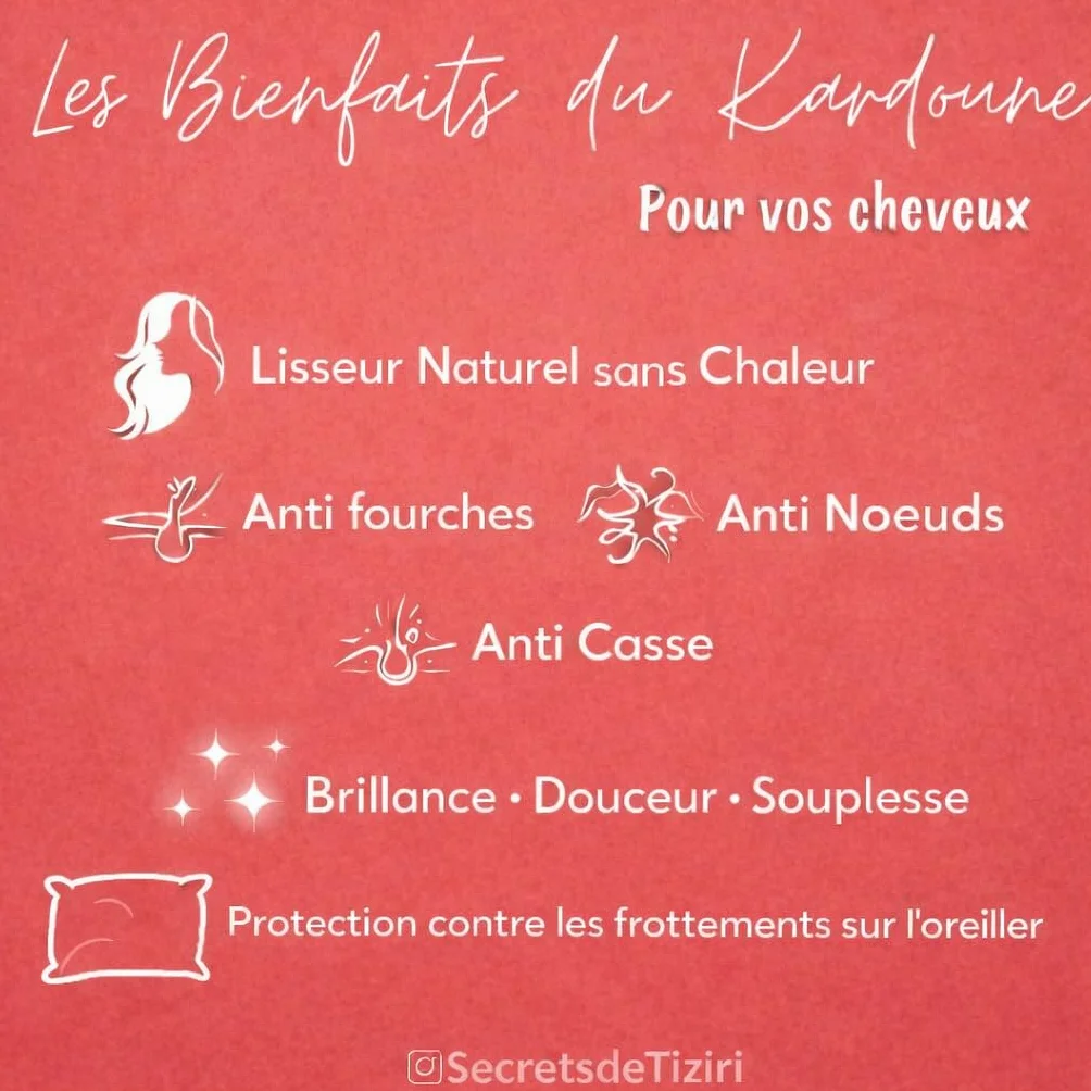 Kardoune Authentique Kabyle 3m 5m Enrouleur Inclus Ruban Protecteur Lisseur sans Chaleur Soin Naturel Anti-Frisottis Anti-Casse