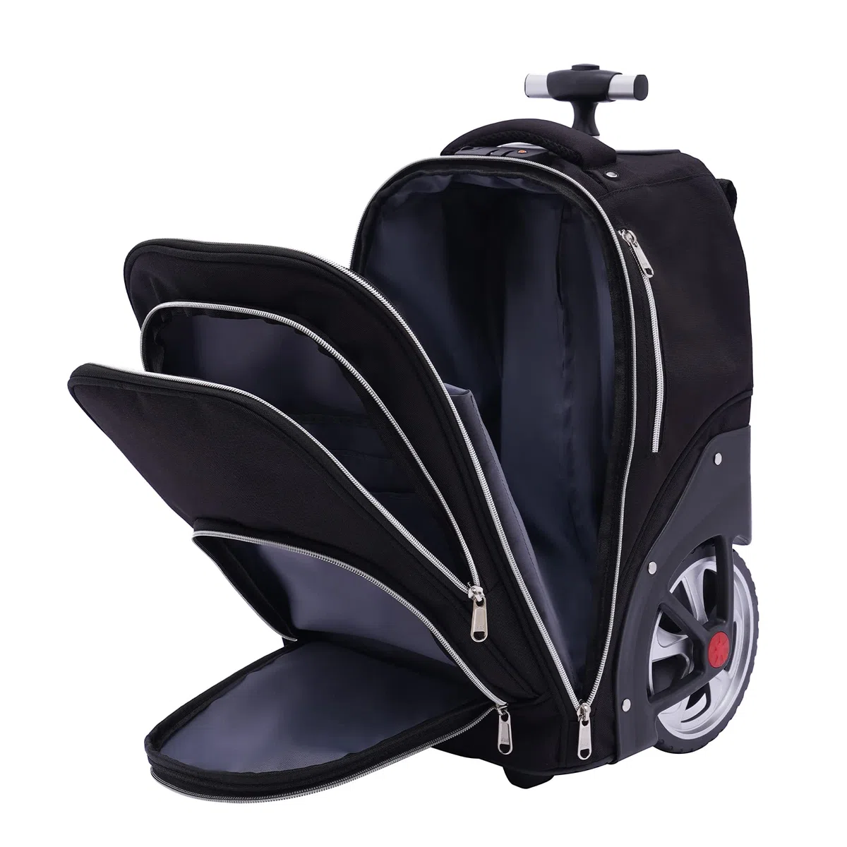 Sac à dos à roulettes pour ordinateur portable - 45 l - Bagage à main léger - Avion - Sac à dos de voyage avec roulettes - Pour le travail, l'université - Noir, Noir , m, Moderne