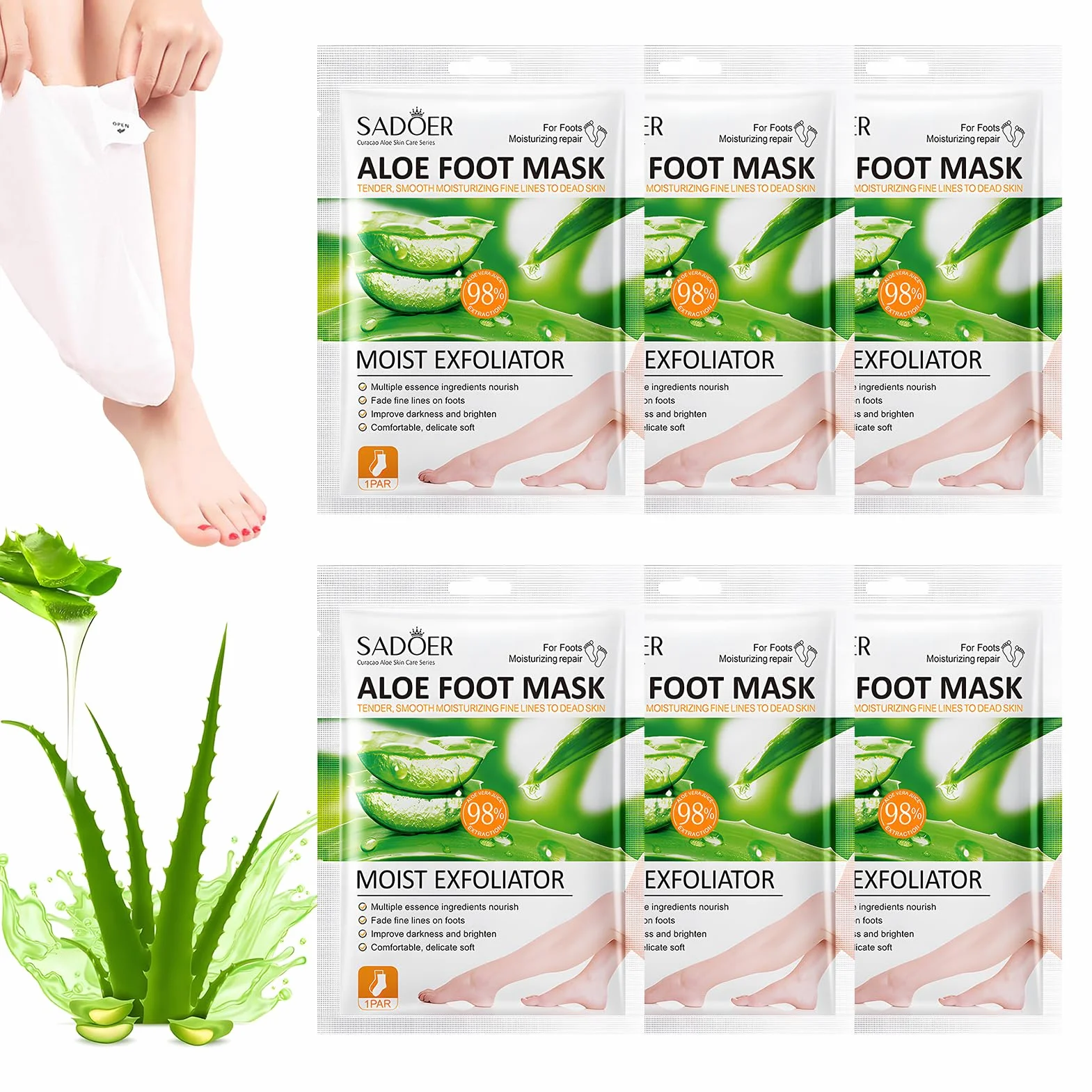 Masque Peeling Pied Aloe Vera Exfoliant Nourrissant Hydratant pour Femmes Hommes