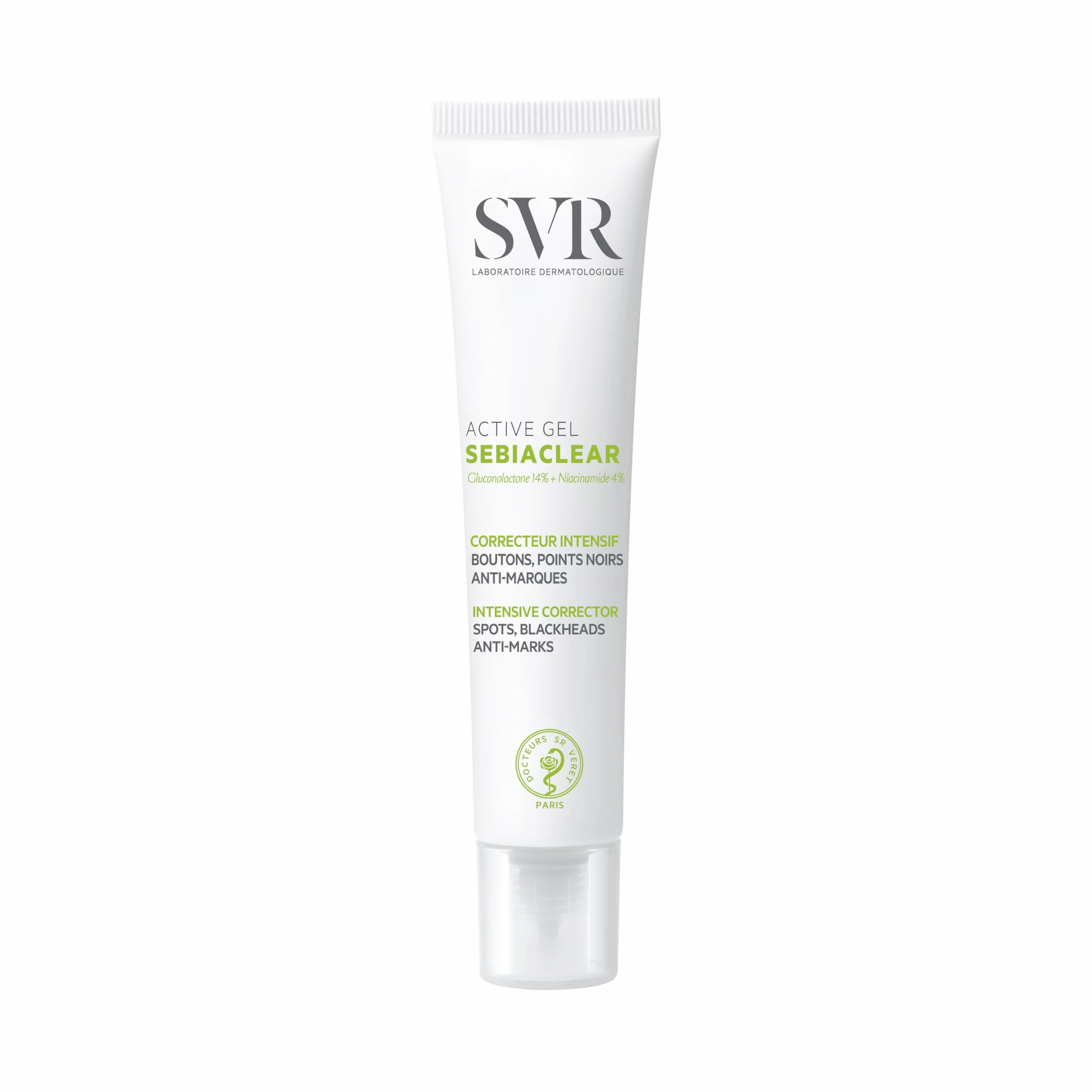 SVR Sebiaclear Active Gel Soin intensif anti-imperfections 40 ml Gluconolactone 14% Niacinamide 4% Acide salicylique
