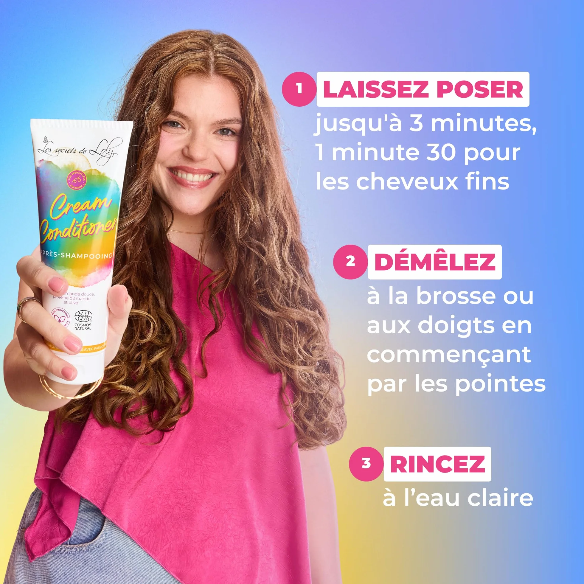 Les Secrets de Loly Après-shampooing démêlant Hydratant & définition Cheveux ondulés bouclés frisés crépus 250 ml