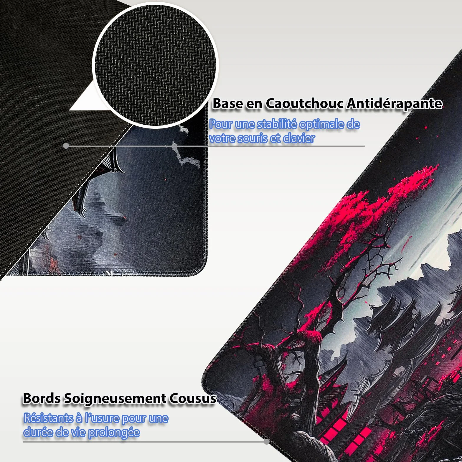 Niviy Tapis de Souris XXL 900x400mm Gamer Mouse Pad Bureau Antidérapant Bords Cousus