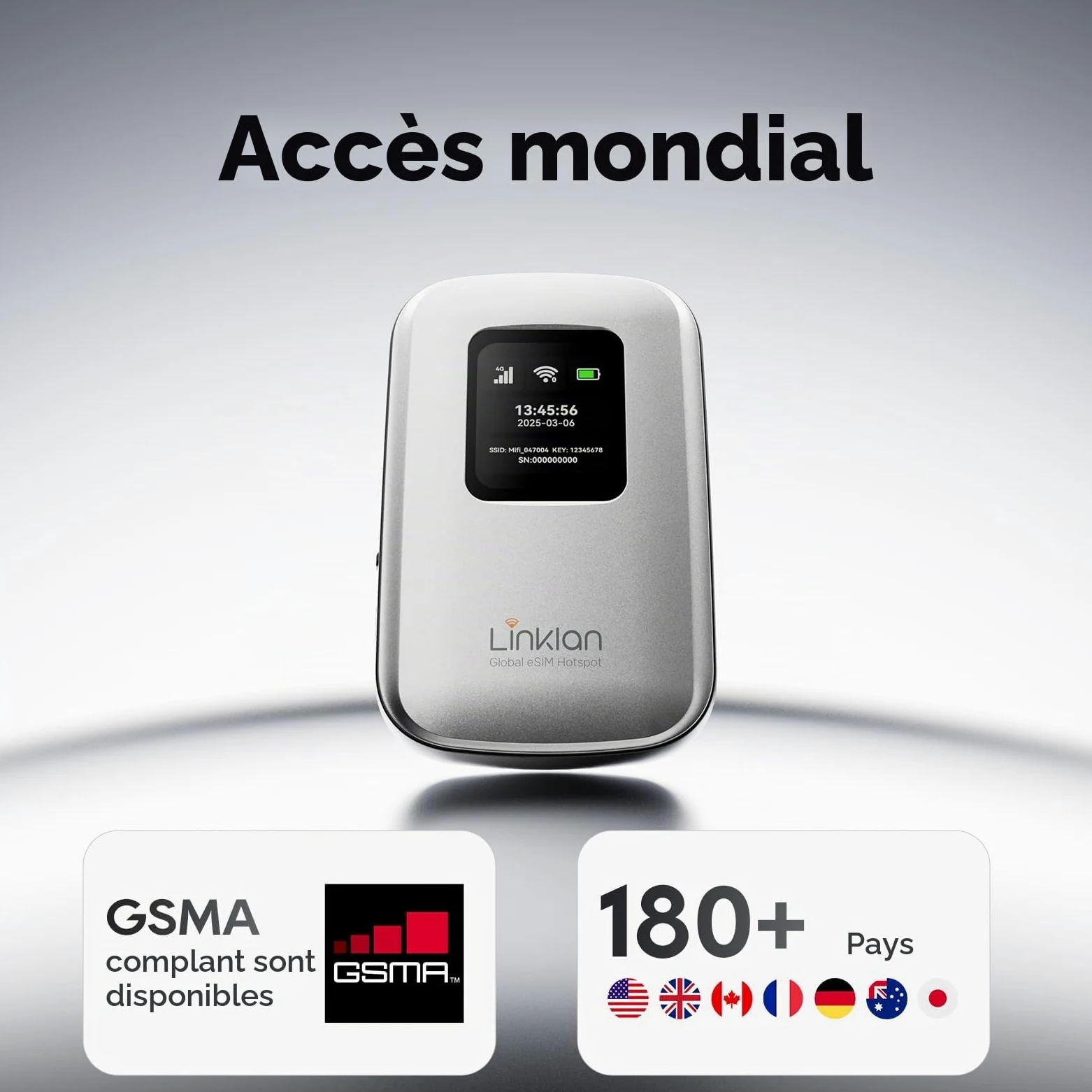 Hotspot mobile portable - eSIM Global WiFi Hotspot, aucune carte SIM/contrat nécessaire, 16 appareils, plus de 180 pays, routeur sans fil compact pour les voyages internationaux et d'affaires 【15