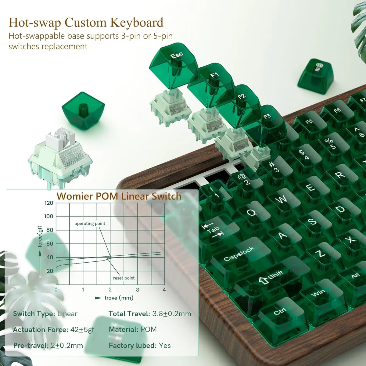 WD75 V2 Clavier mécanique en Bois 75% Tri-Mode, Via