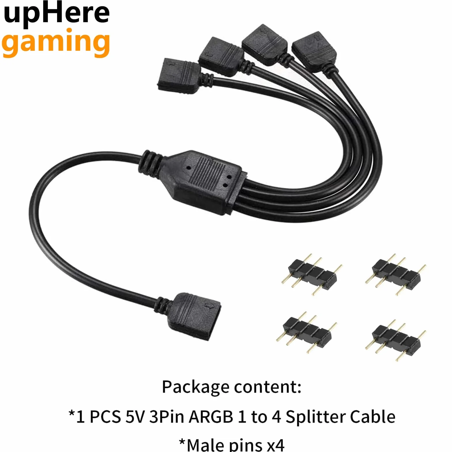 Hub ARGB Adaptateur RGB 1 à 4 Splitter Cable 30 cm Broches Mâles upHere Gaming