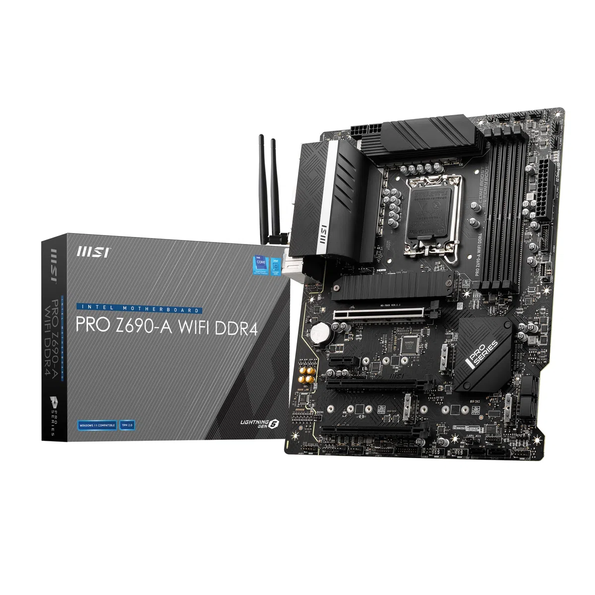MSI Pro Z690-A WiFi DDR4 Carte Mère, ATX - pour Processeurs Intel Core 12è Gén, LGA 1700-14 Duet Rail 55A VRM, Memory Boost 5200MHz/OC, 1 x PCIe 5.0 x16, 3 x M.2 Gen4 x4, 2.5G LAN, Wi-FI 6