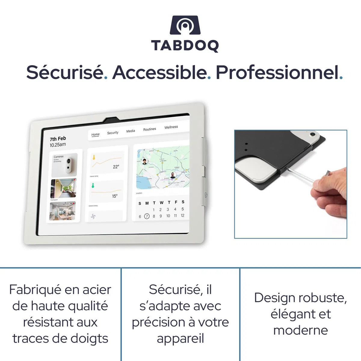 Lite Support Mural Tablette | Support Mural iPad | Fixation Sécurisée et Robuste Idéale Maison et Entreprise | Compatible iPad 10e Génération (2022) et 11e Génération A16 (2025) | Blanc