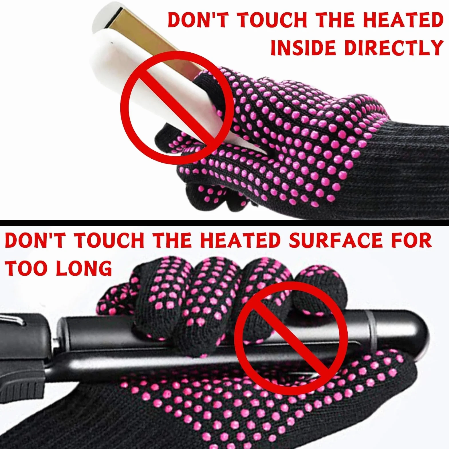 KEYRI Gants Résistants à la Chaleur Silicone pour Fer à Friser, Protection Coiffure (Rose Rouge)