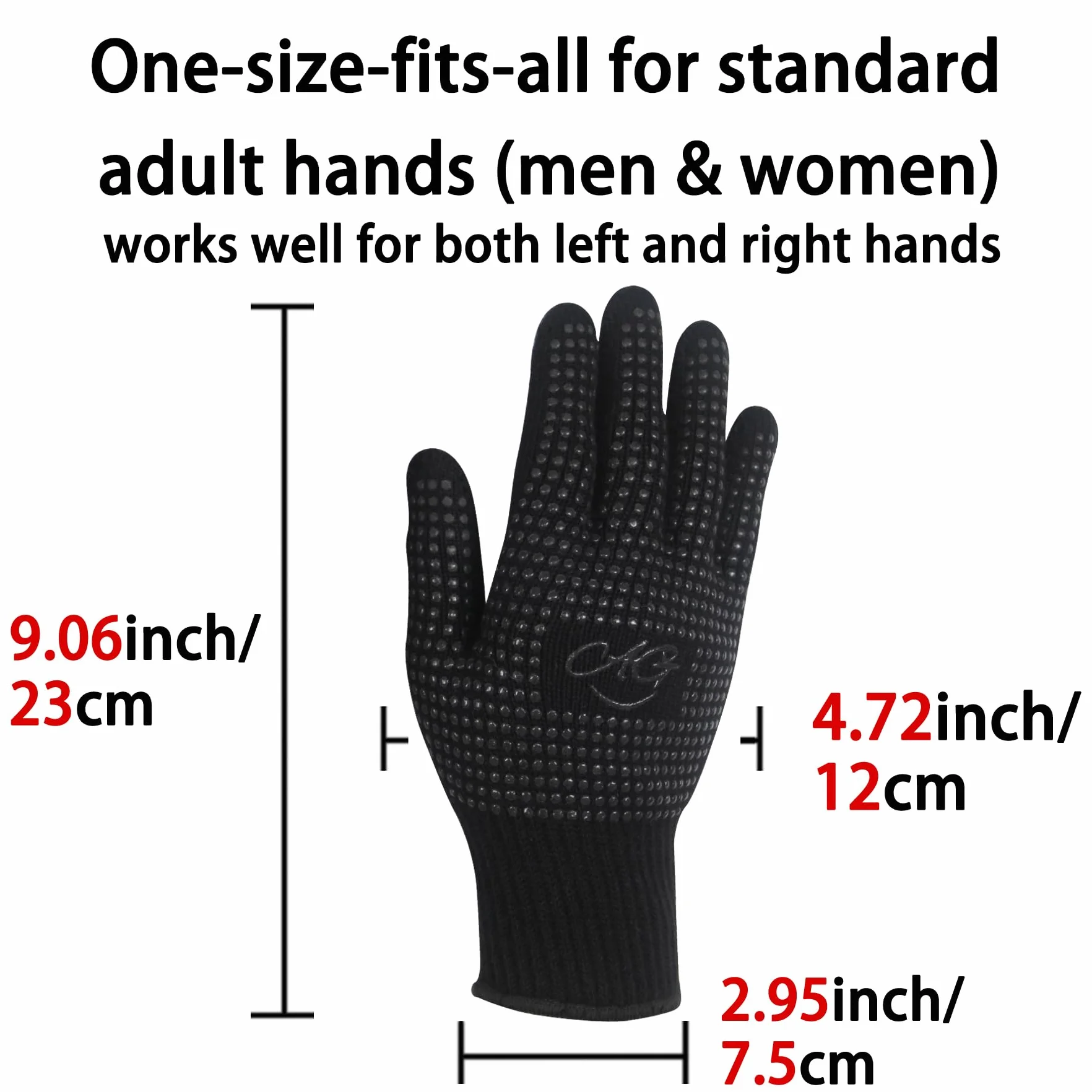 ANGENIL Gants thermorésistants antidérapants double face avec picots en silicone pour coiffage, lot de 2, noirs