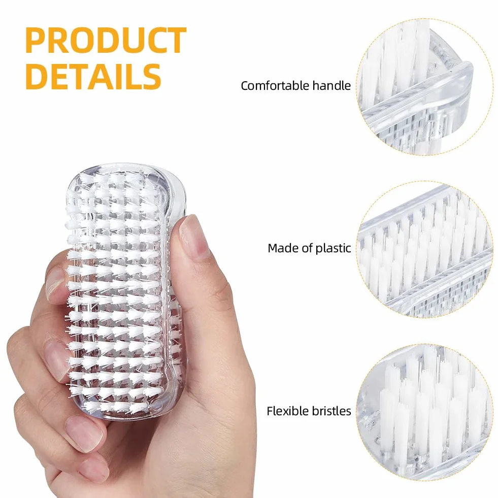 Brosse à Ongle Double Face 2 Pièces, Brosse de Nettoyage en Plastique pour Cuticules et Ongles