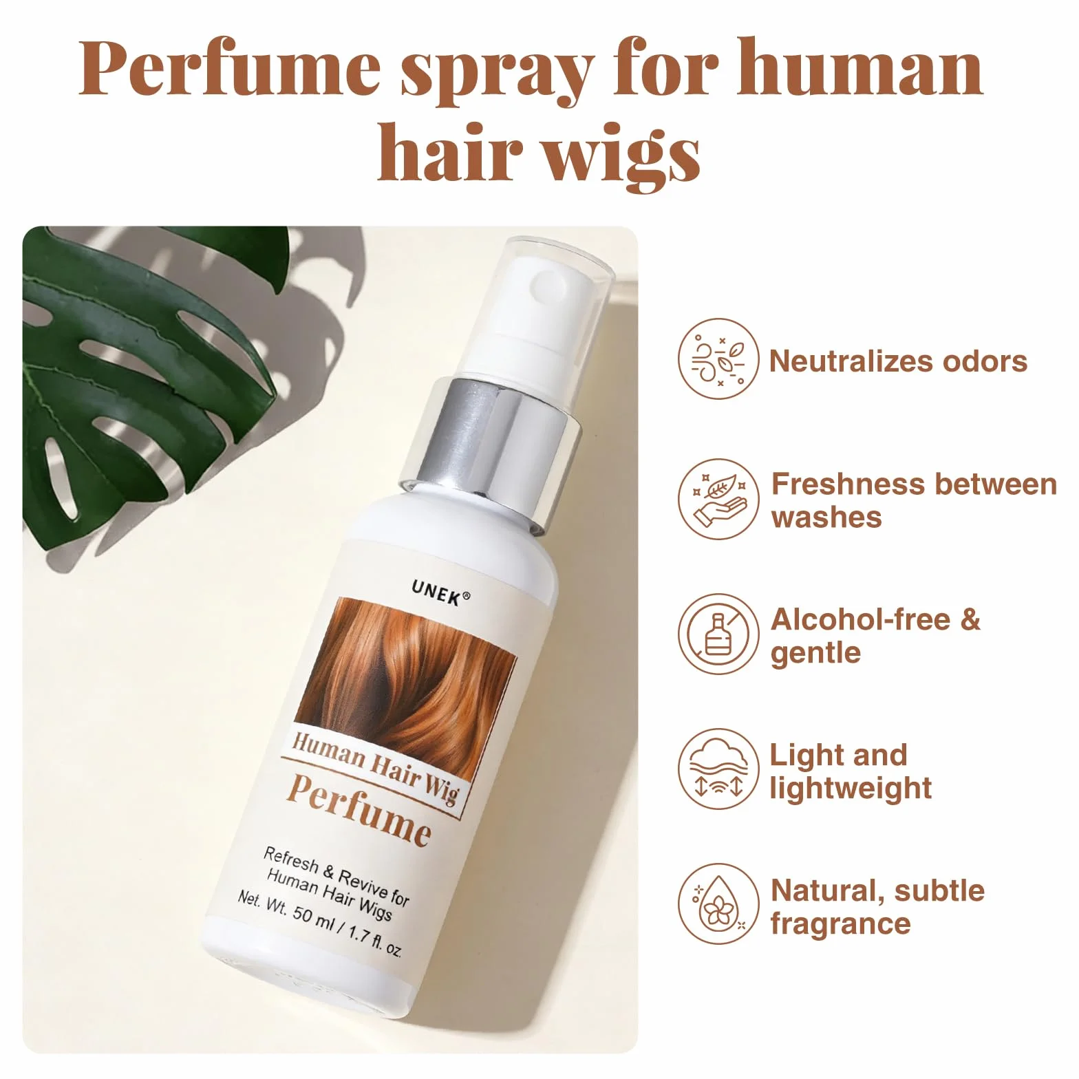 UNEK Parfum pour perruques au thé blanc – spray sans alcool, neutralise les odeurs, 50 ml