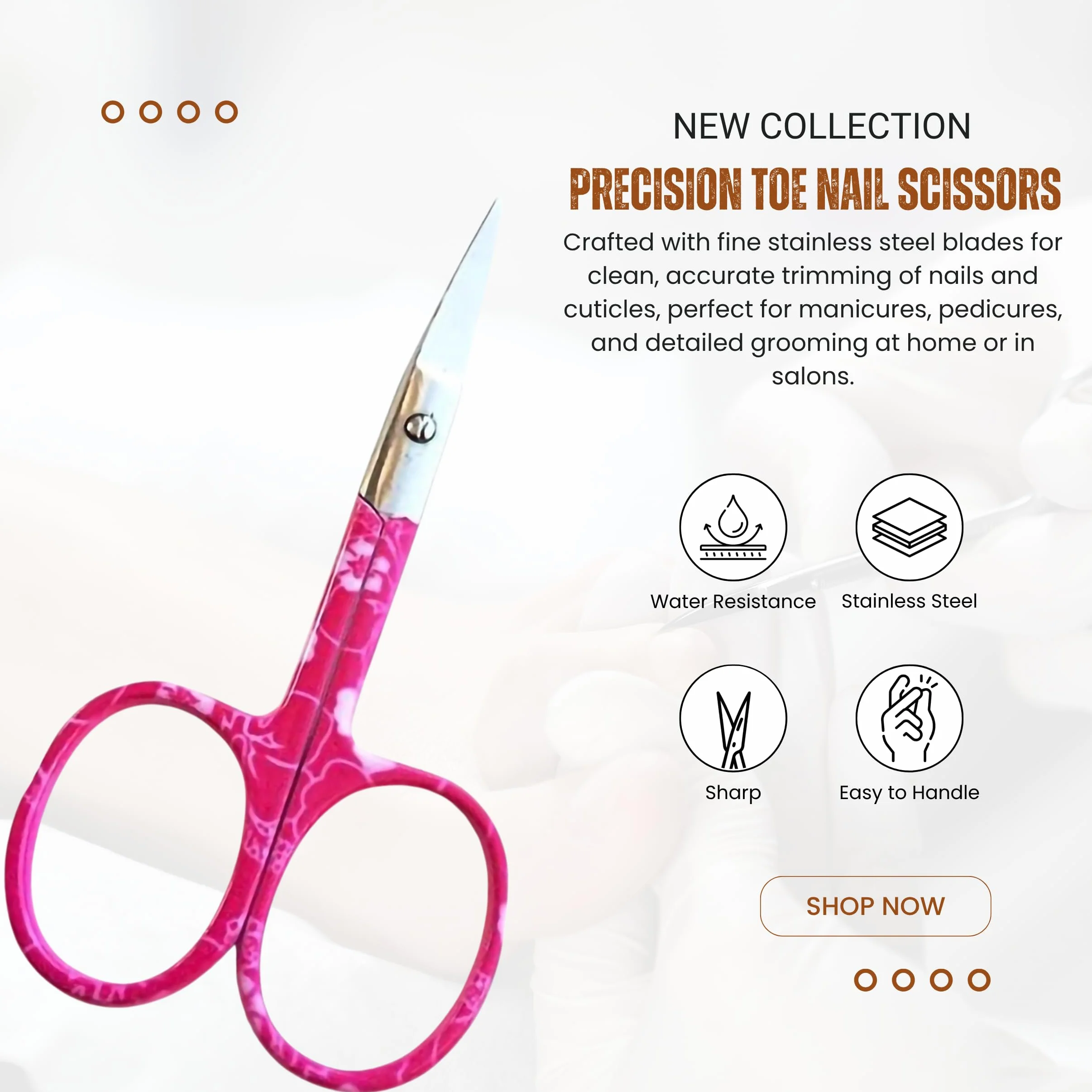 ASM Ciseaux à ongles incurvés 9,5 cm - Coupe-cuticules robustes pour sourcils, barbe et nez (rose)
