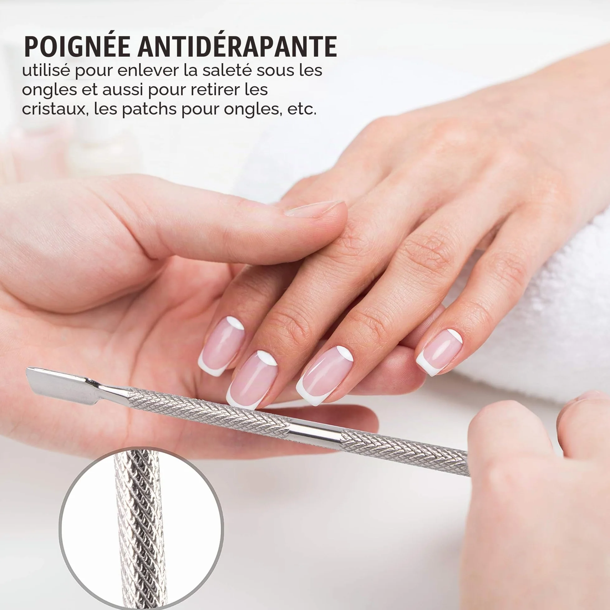 Repousse cuticule ongle professionnel acier inoxydable - Outil manucure pédicure