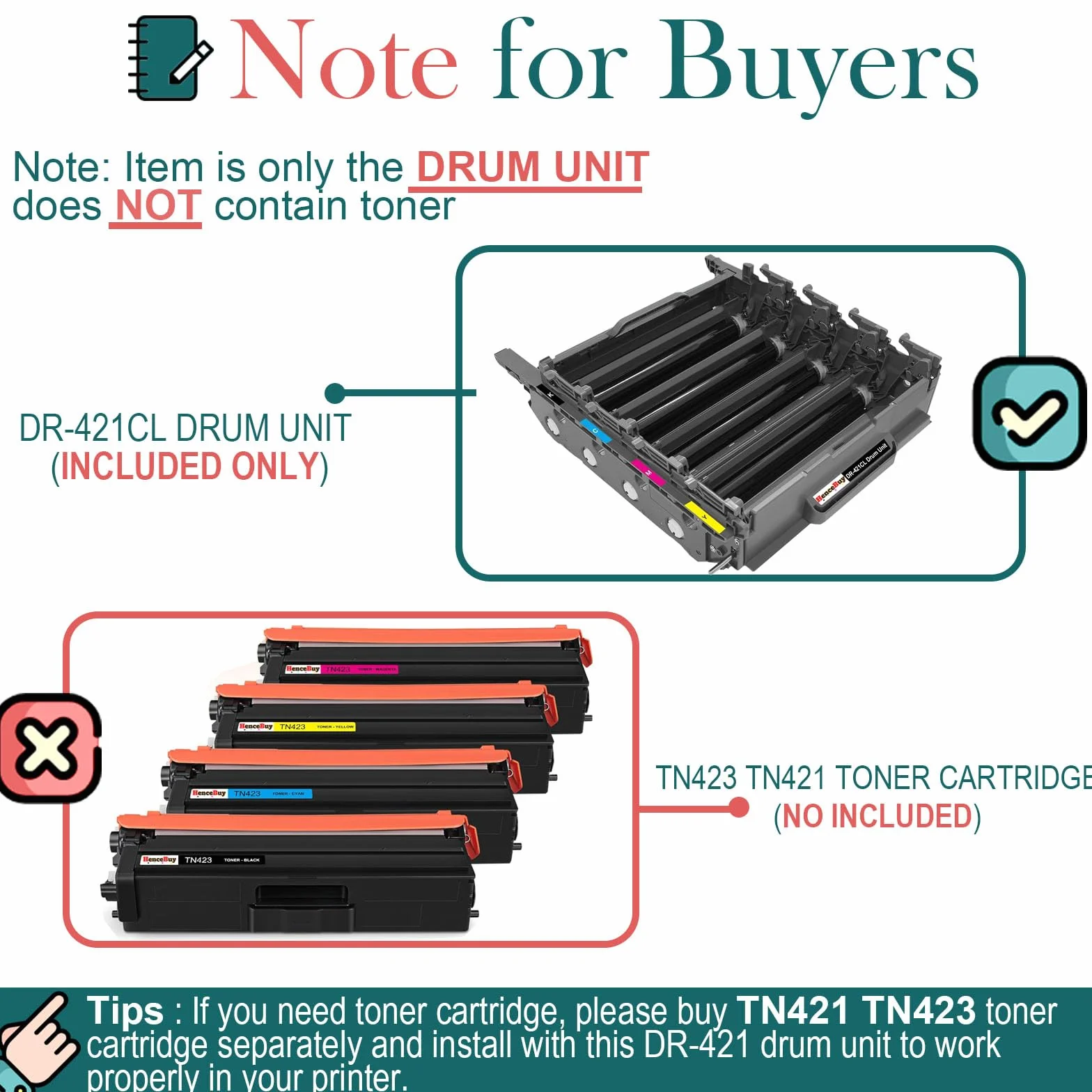 Cartouche Tambour Brother DR-421CL Compatible pour Imprimante DCP-L8410CDW HL-L8260CDW