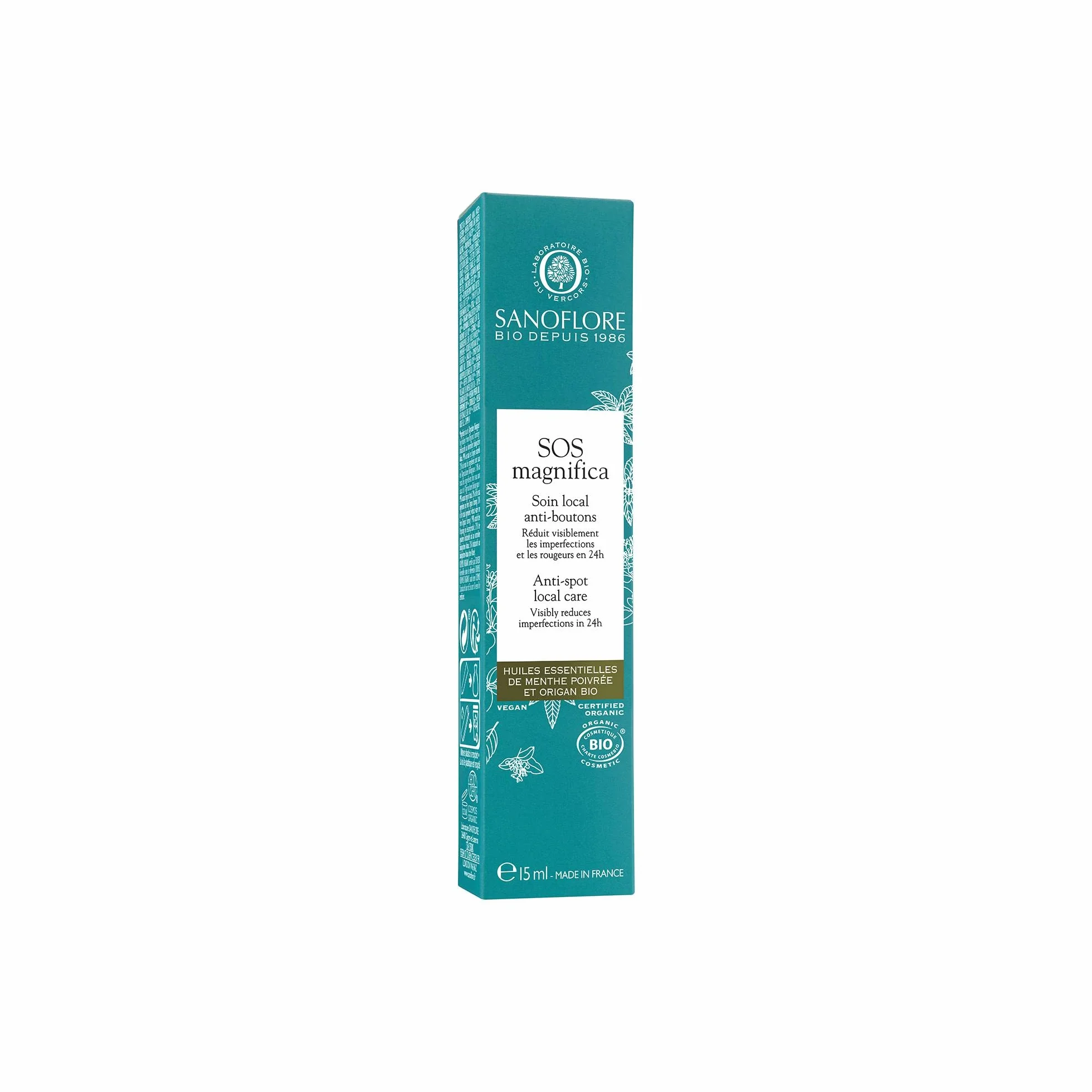 Sanoflore SOS Magnifica Soin Local Anti-Boutons Certifié Bio Menthe Poivrée 15 ml