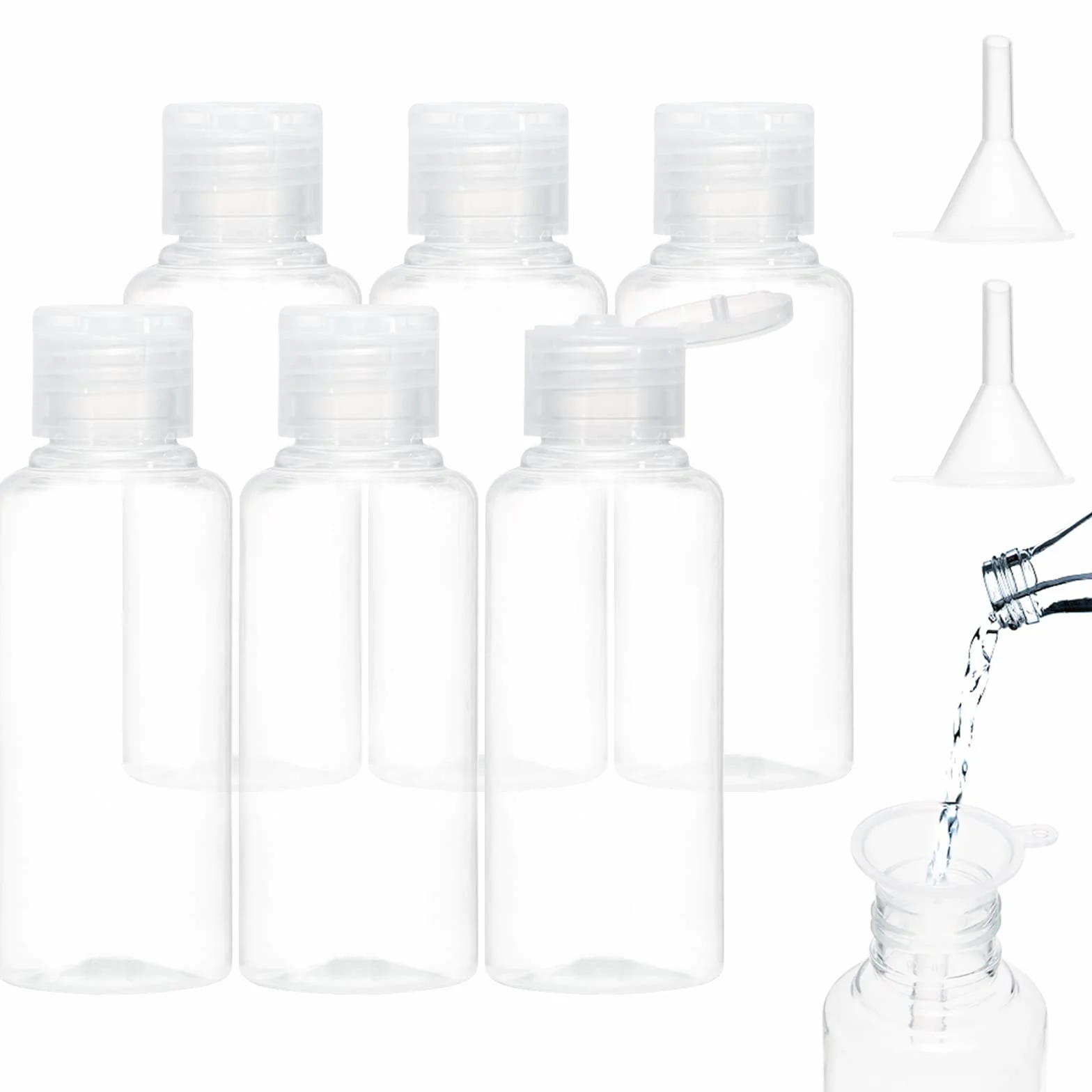 BillyBath Flacon Vide Voyage 100ml 6 Pièces Transparent Plastique Kit pour Shampooing Gel douche Lotion