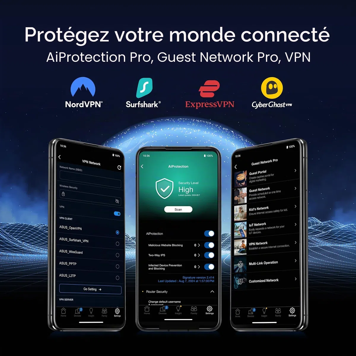ASUS RT-BE86U BE6800 Routeur Wi-FI Double Bande, Prend en Charge 4096-QAM, MLO, Reconnaissance KI-WAN, AiMesh, sécurité réseau sans abonnement et Fonctions VPN complètes, Guest Network Pro, Gaming