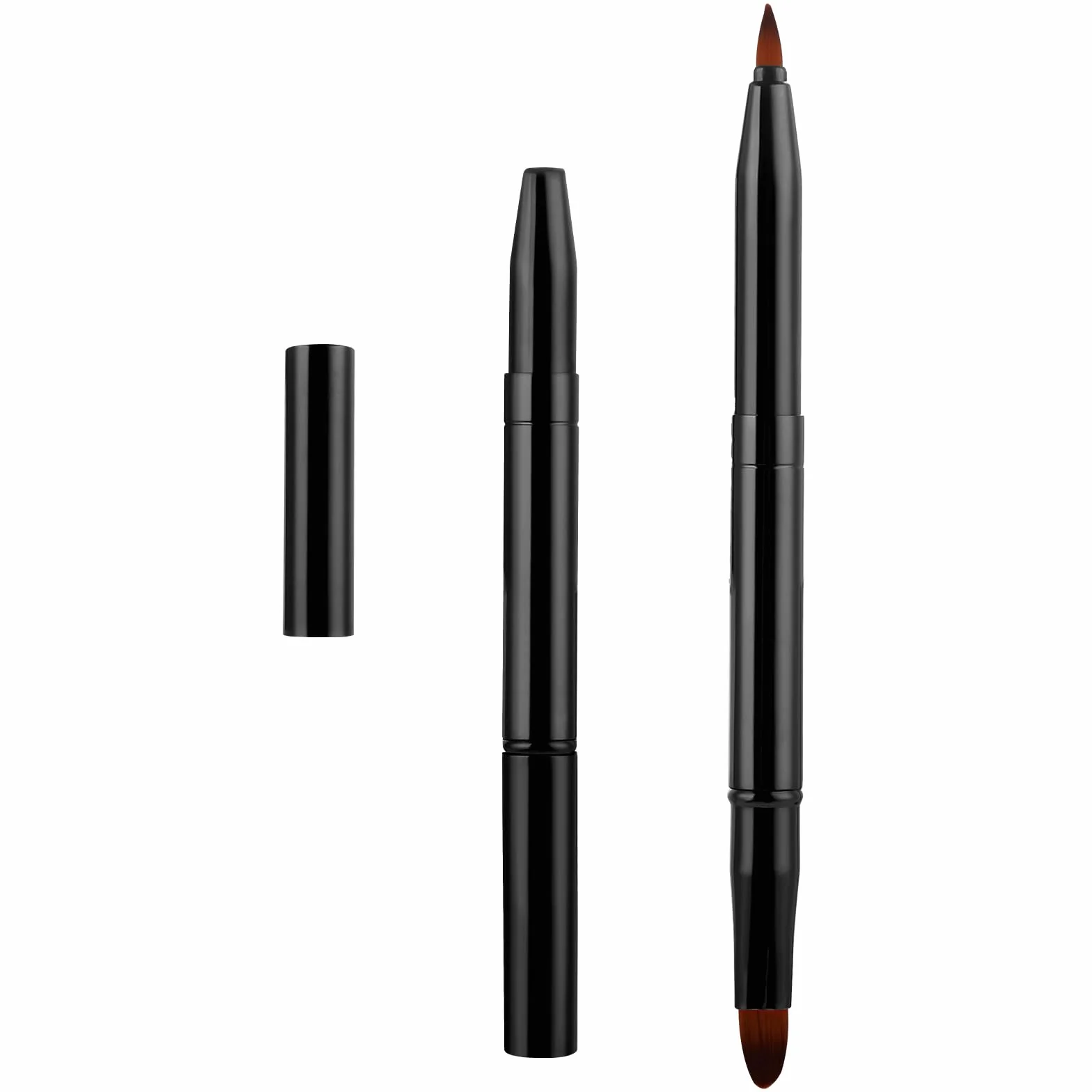 Pinceau à lèvres professionnel double face rétractable fond de teint voyage noir