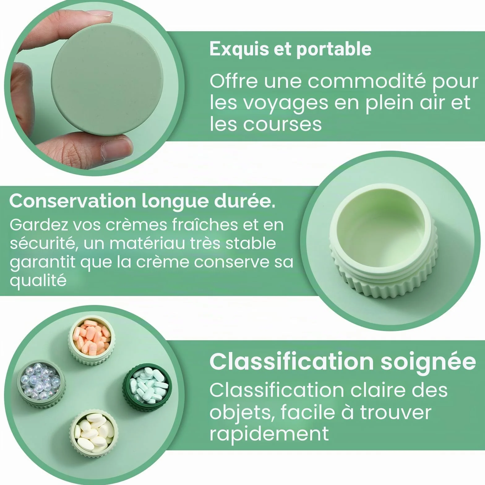 Boîtes cosmétiques rechargeables 20 ml en silicone anti-fuite lot de 4