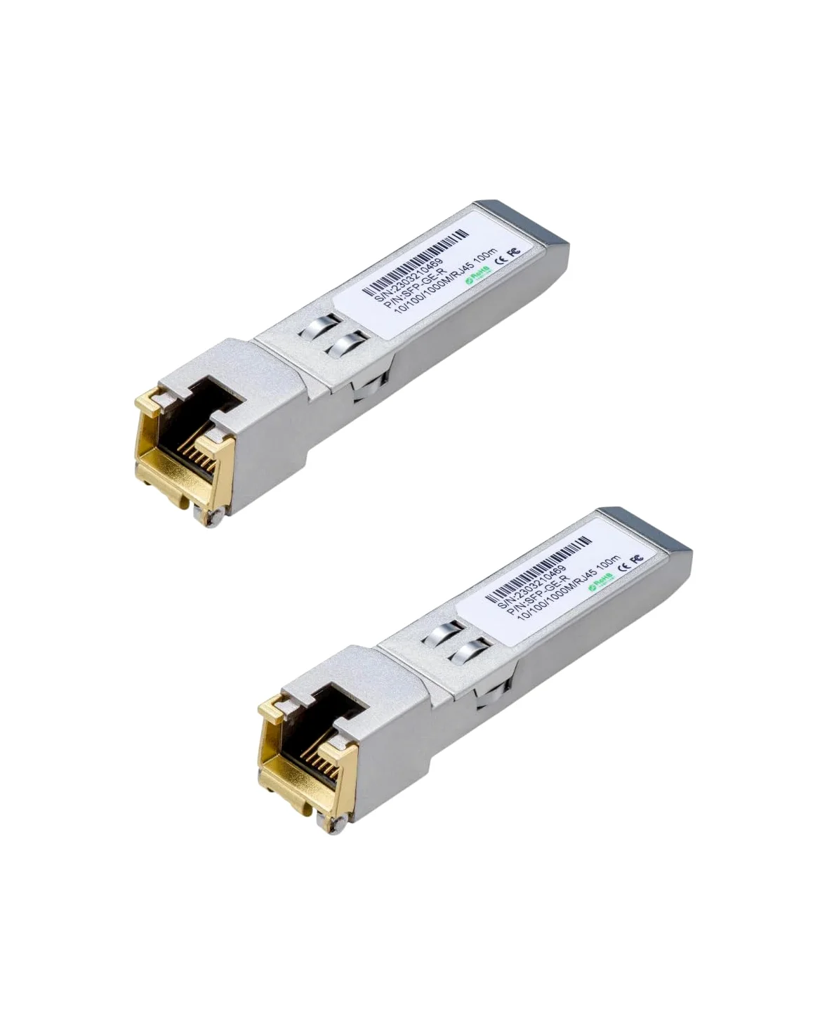 LINOVISION Transceiver Ethernet Gigabit 1,25G SFP vers RJ45, Distance Jusqu'à 100m, Convertisseur 1000BASE-T SFP-T pour Cisco, D-Link, Supermicro, Netgear, TP-Link et Plus (Lot de 2)