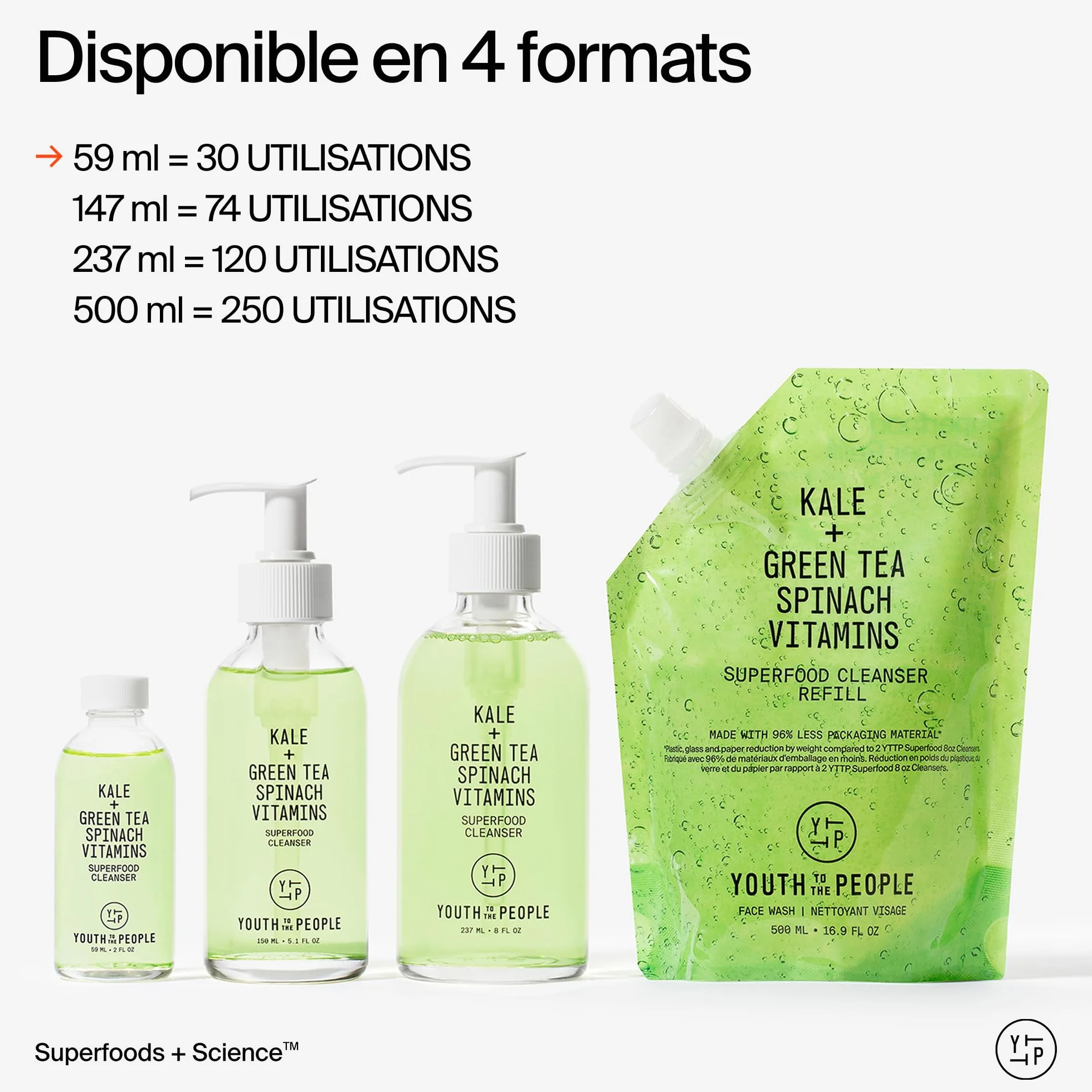 Youth To The People Superfood Cleanser Nettoyant Visage Enrichi en Chou Kale Thé Vert Épinards pH Équilibré 59 ml