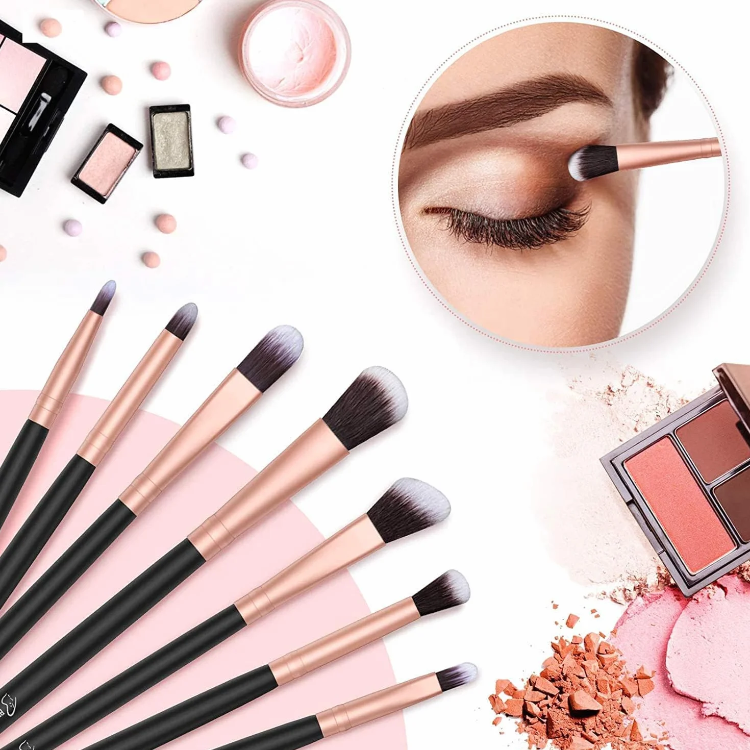 Pinceaux de maquillage professionnels 16 pièces synthétiques Lot de pinceaux fond de teint blush eyeliner poudre