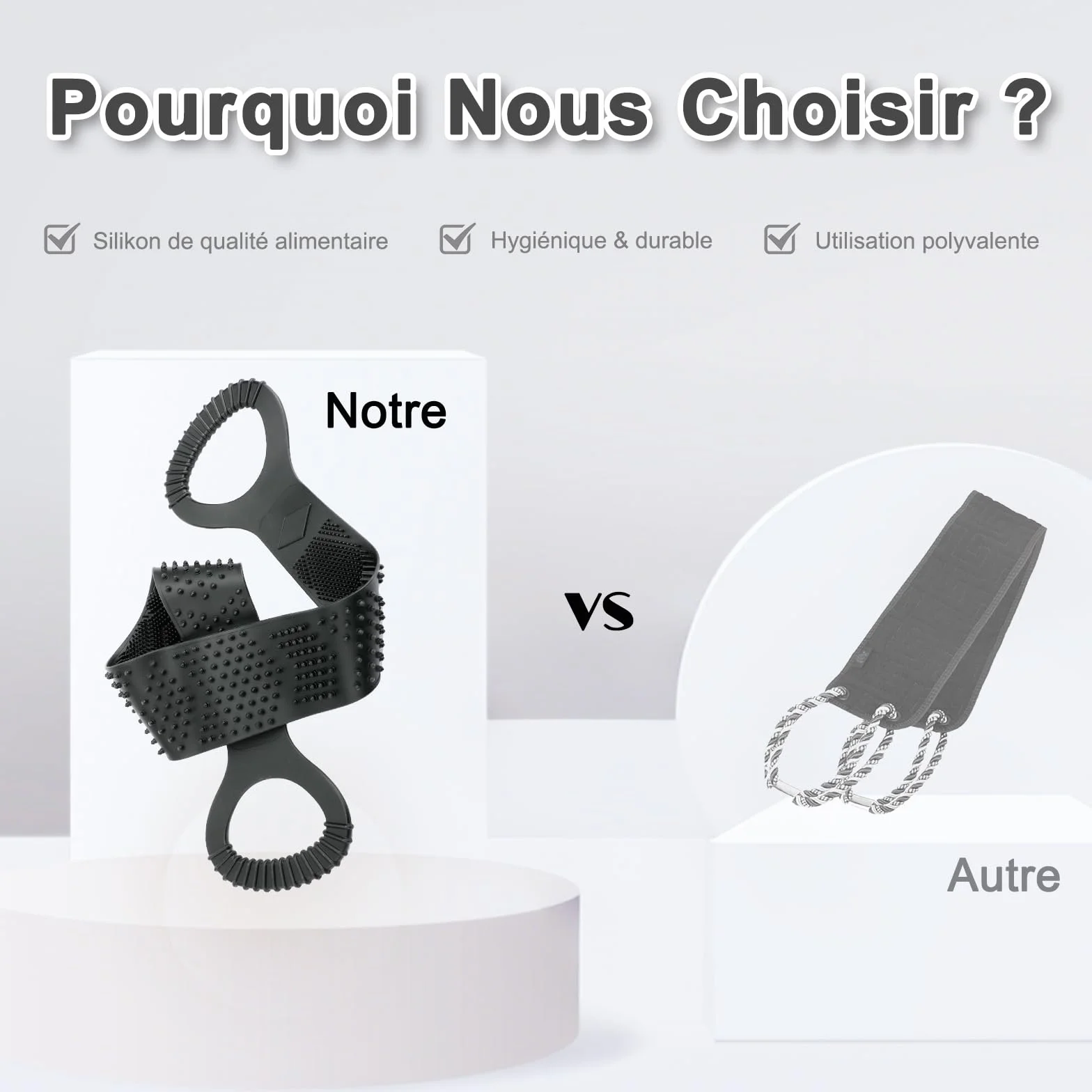 FREATECH Brosse Dos 2 Côtés 90 cm Nettoyage Massage Corps Noir