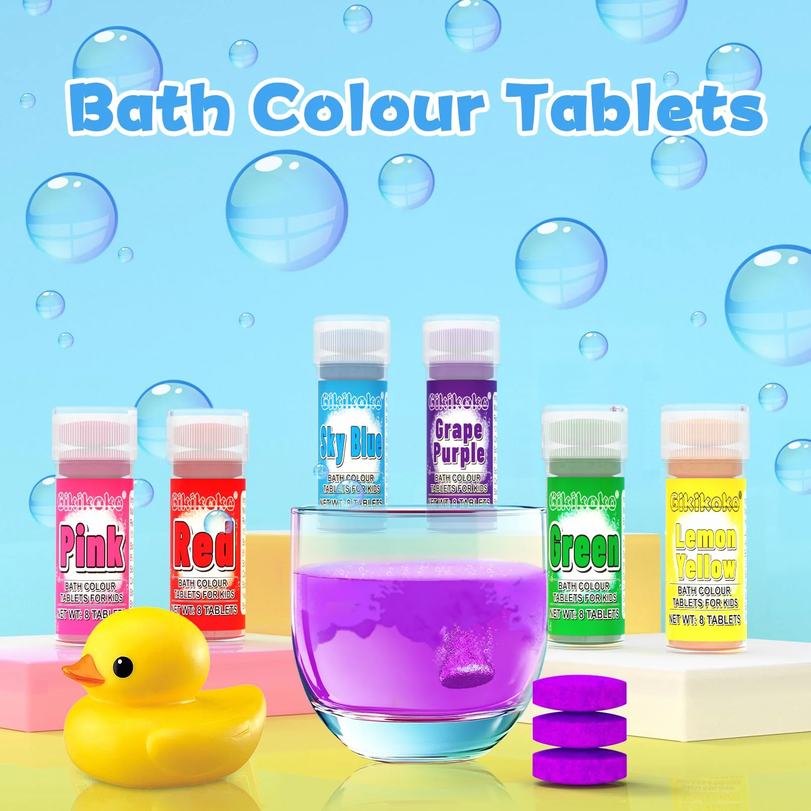 Boules de Bain Enfants 80 Pièces 6 Couleurs Comprimés De Bain Qualité Alimentaire