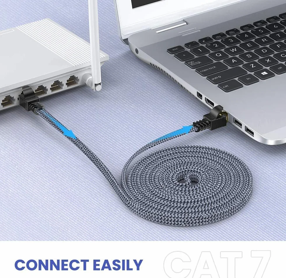 Snowkids Câble Ethernet RJ45 Cat 7 5m 10Gbps 600MHz S/FTP Plat Nylon LAN
