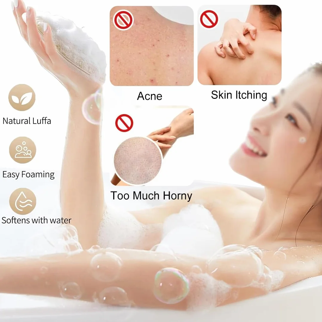Éponge de Luffa Naturel Exfoliant pour le Corps, Loofah Organique, 2 Pièces