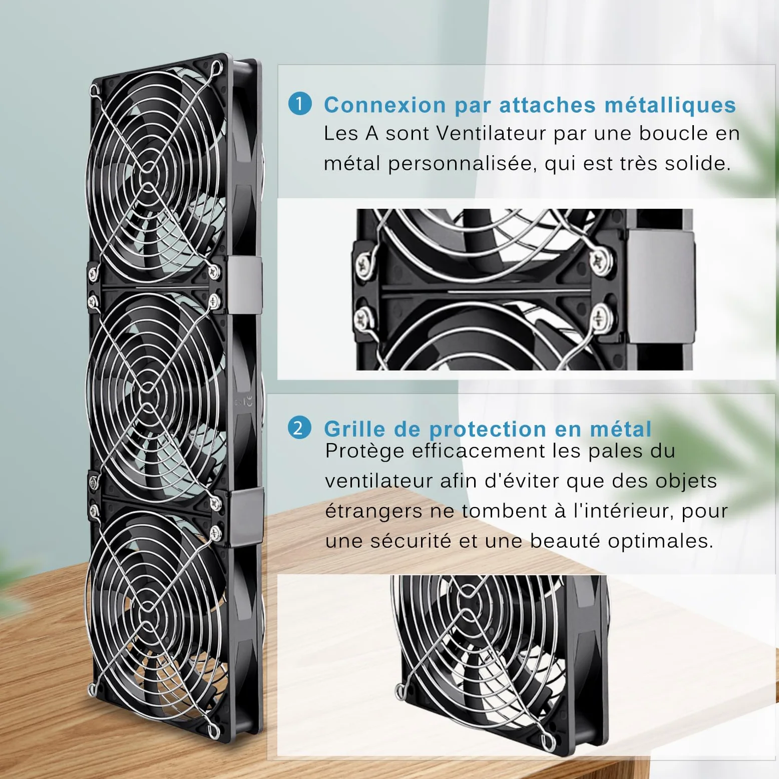 GDSTIME 3x 120mm Ventilateur 220V 360mm Fan à roulement à billes Réglable | Ventilateur pc 360mm 220v fan 3x 120mm Ventilateur pc 230v Contrôleur de Vitesse Réglable pour Meuble Serveur Convertisseur