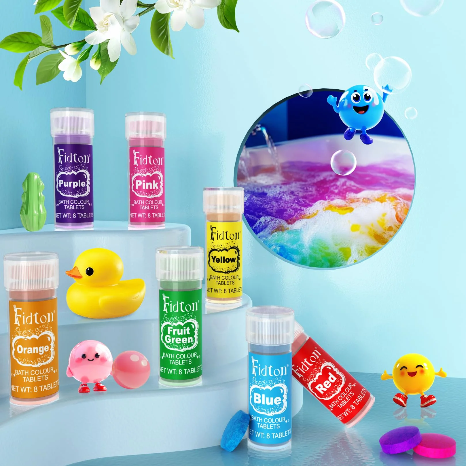 Boules de Bain 160 Comprimés de Qualité Alimentaire, Doux pour la Peau, 7 Couleurs Vives