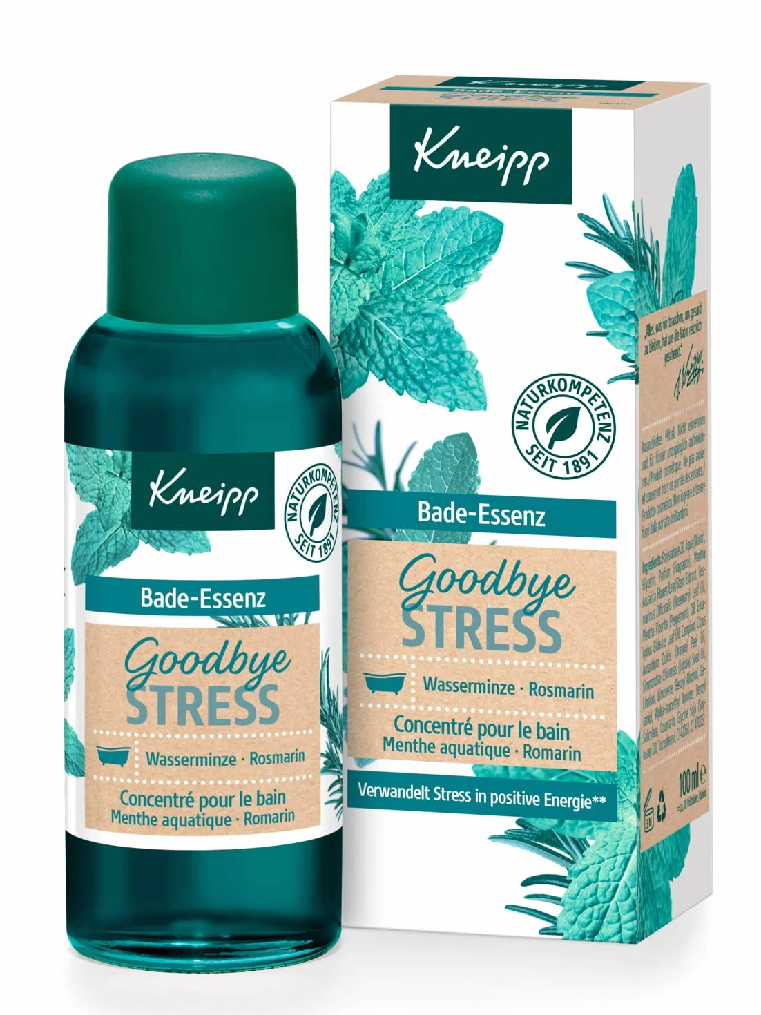 Kneipp Goodbye Stress Huile de bain aux huiles essentielles de romarin et menthe d'eau 100 ml