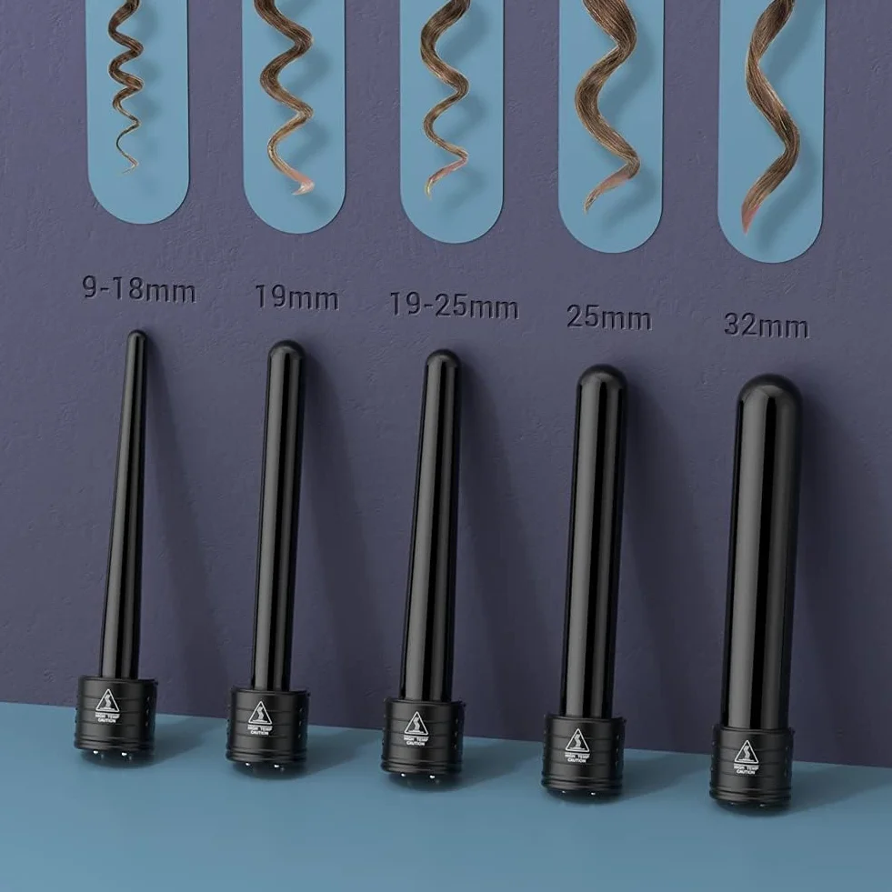 Fer à Boucler Céramique 5 en 1 avec Écran LCD Multifonction Interchangeable ET-W301
