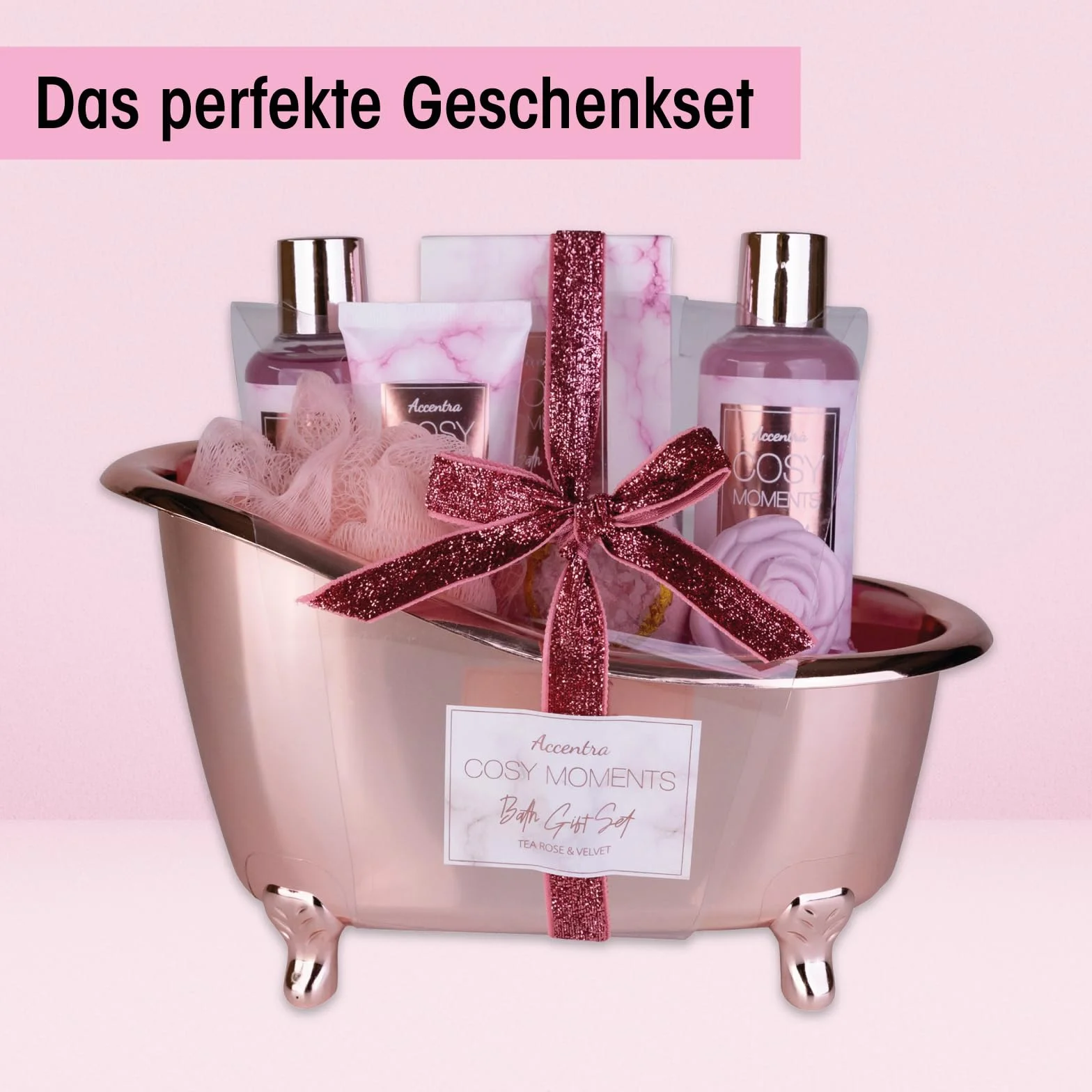 Accentra COSY MOMENTS Set de bain et de douche rose Coffret cadeau bien-être 7 pièces