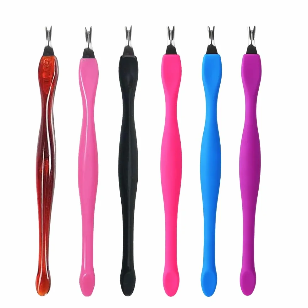Cuticule à Ongles Fourches 6 Pcs Double Tête Pousseurs Cuticulaires Nail Art Manucure Pédicure