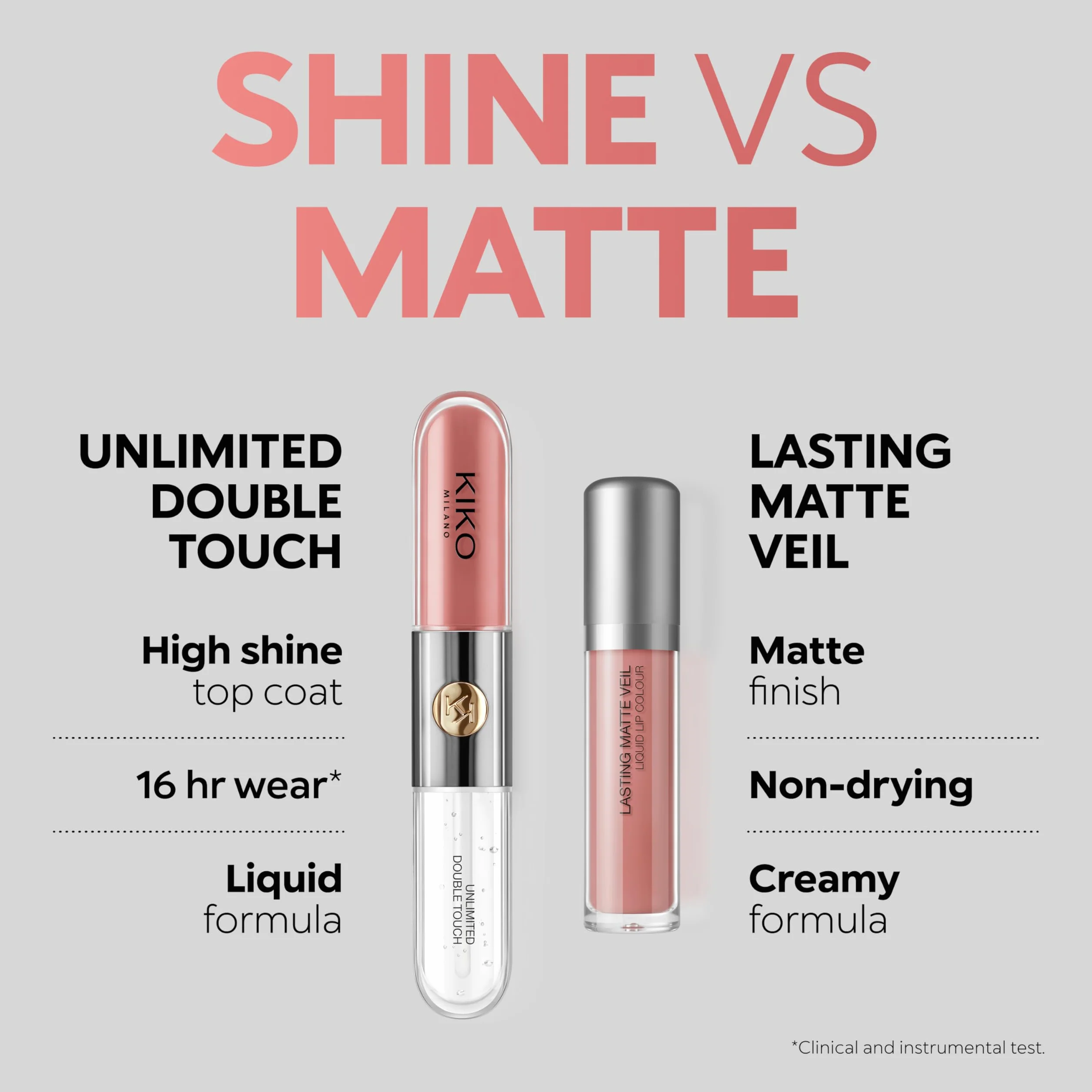 KIKO Milano Unlimited Double Touch 131 Rouge À Lèvres Liquide 2 Étapes Fini Lumineux Tenue 12 Heures Base Colorée Sans Transfert