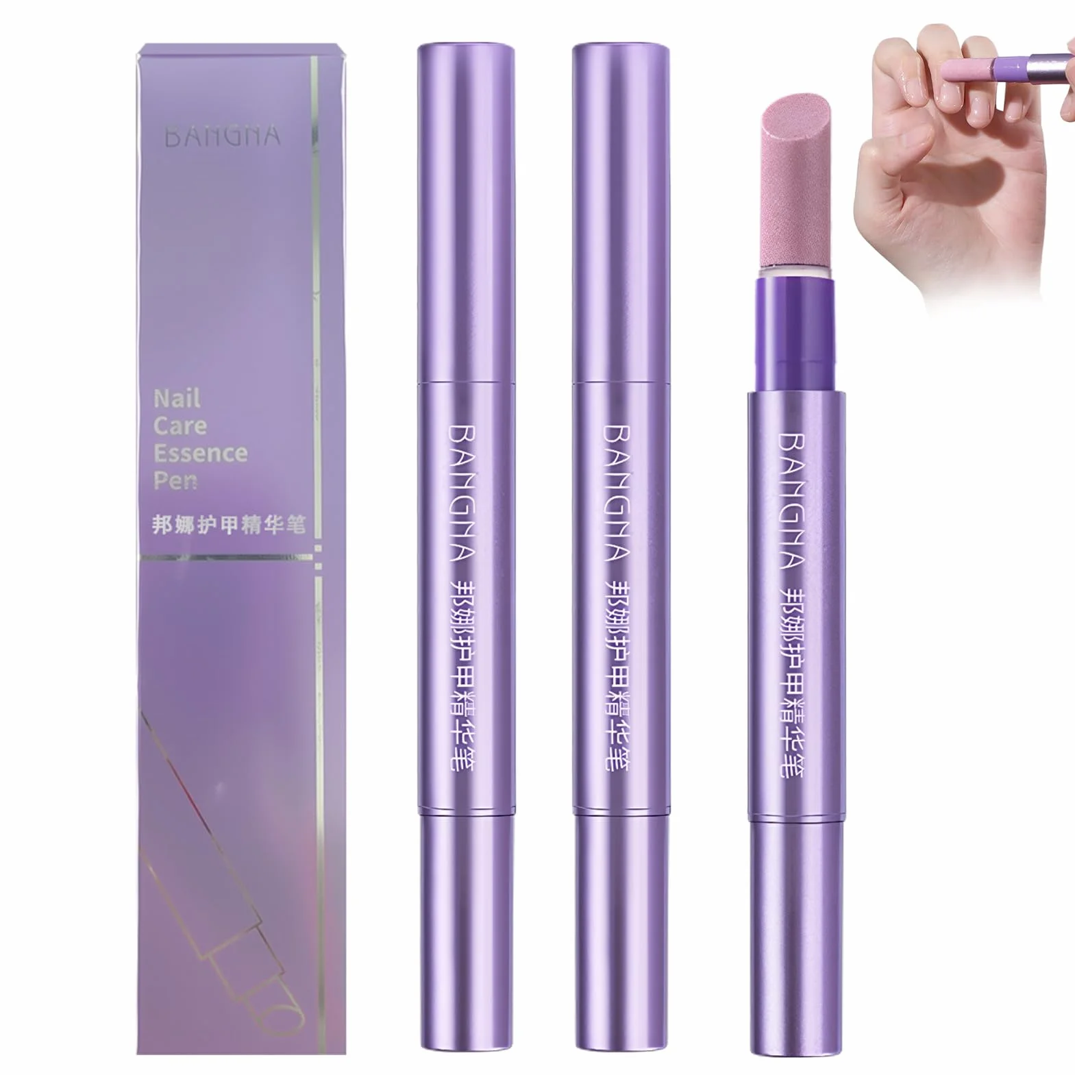 Lot de 2 bâtons de soin des ongles 3 en 1 - Stylo à huile pour cuticules - Réparation des fissures et ongles secs