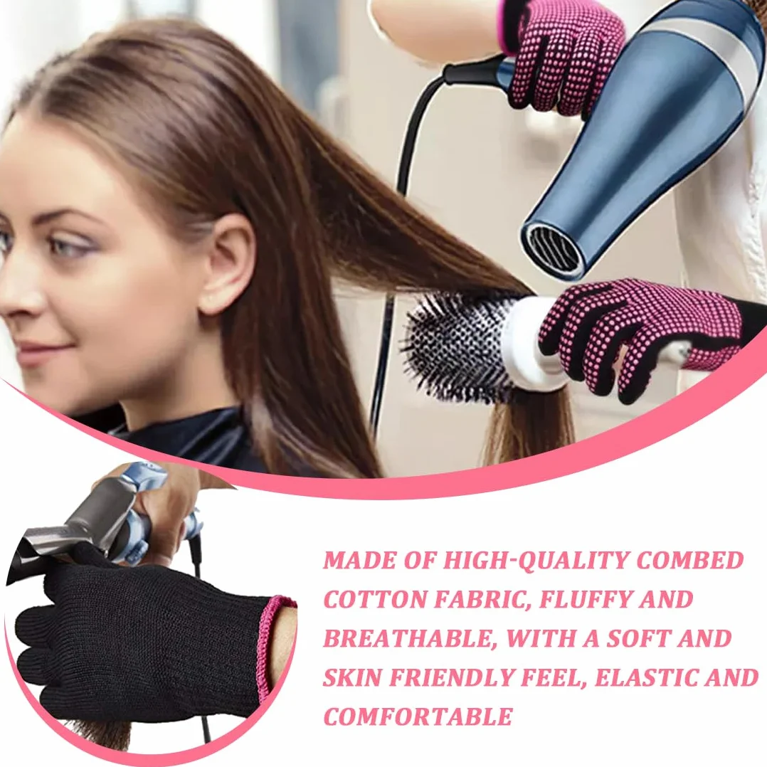 Gants professionnels résistants à la chaleur pour coiffer les cheveux, fer à friser, fer à lisser, 2 paires + 2 barrettes