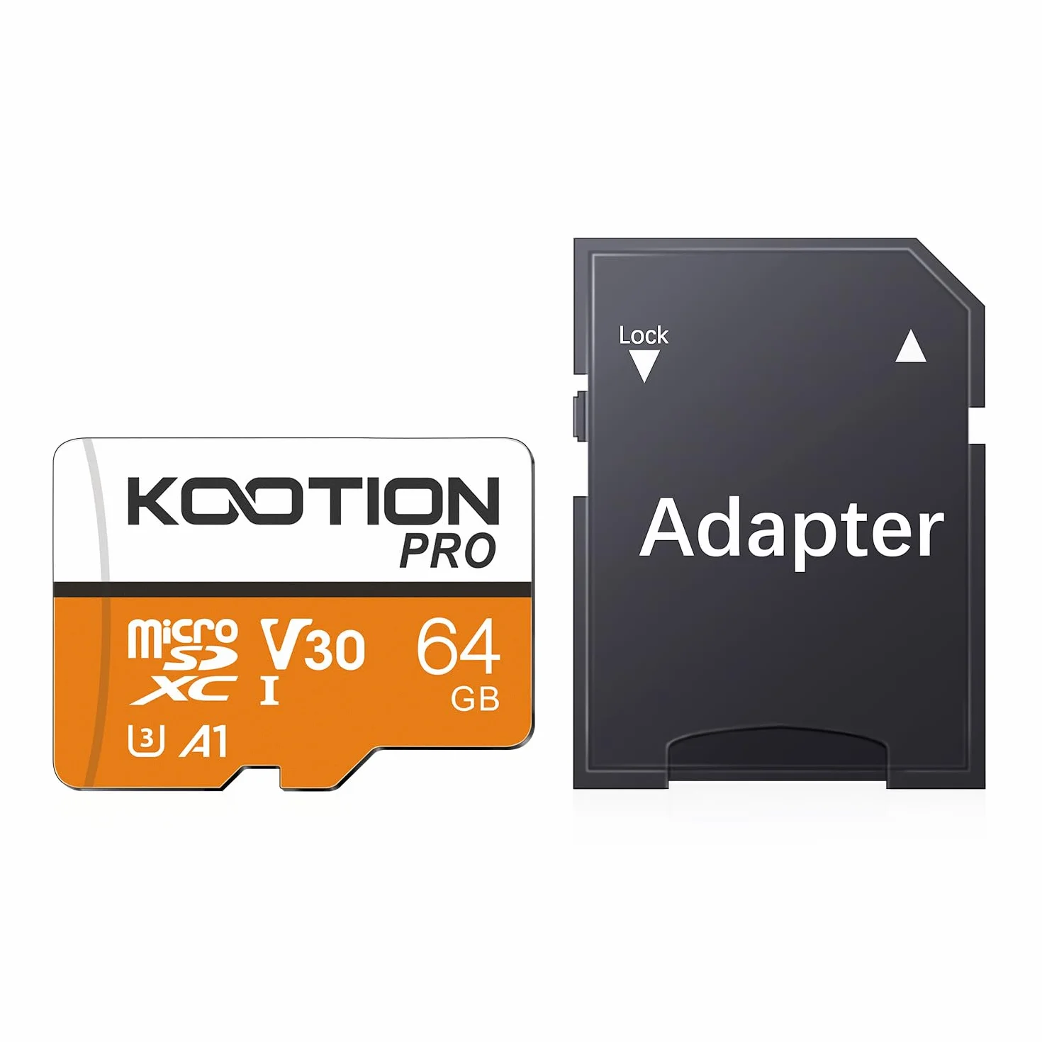 KOOTION Carte SD 64 Go Micro SD UHS-I A1 V30 U3 90 Mo/s TF SDXC