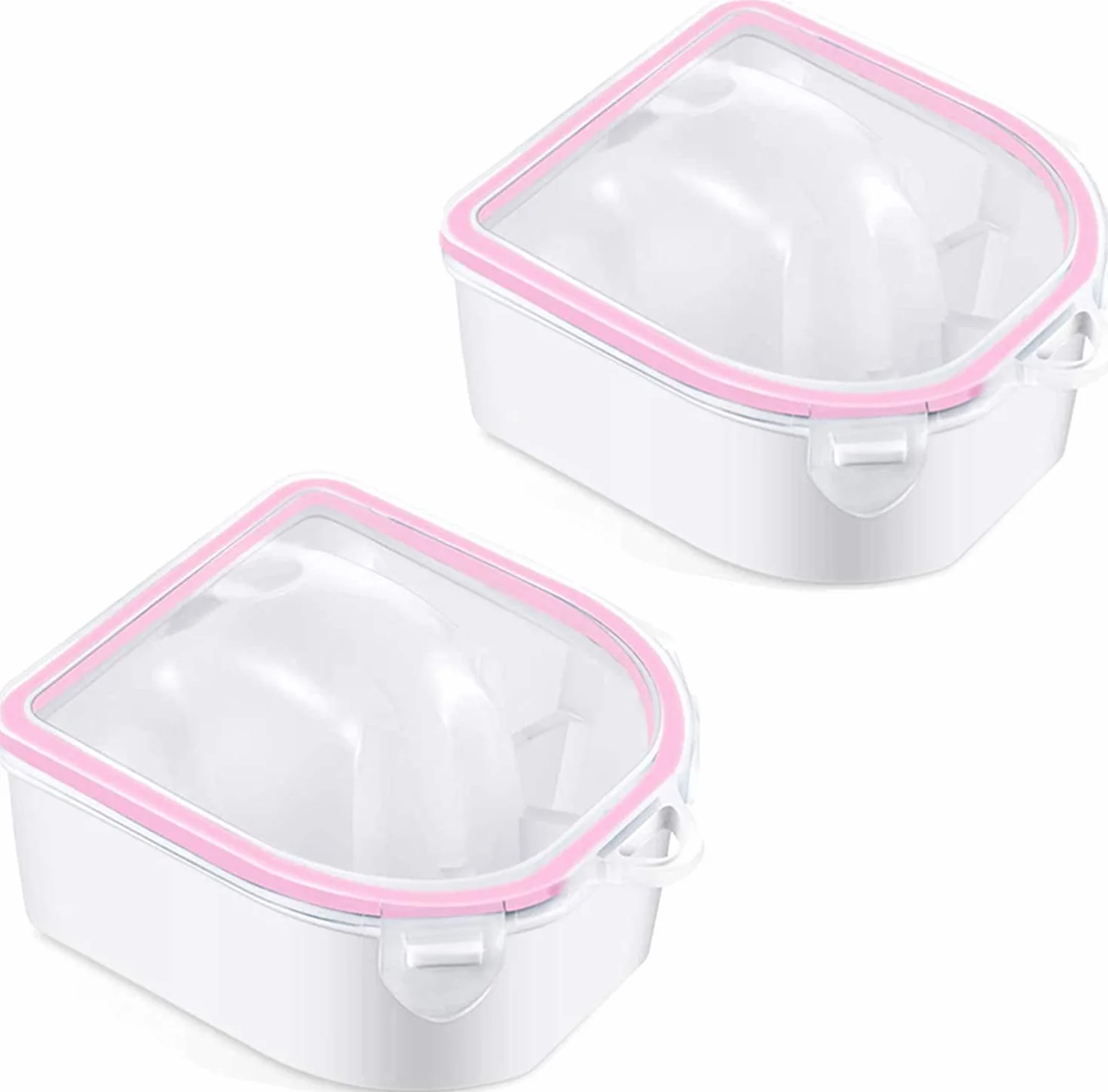 Lot de 2 bols de trempage pour ongles - Rose - Pour nail art, manucure, spa