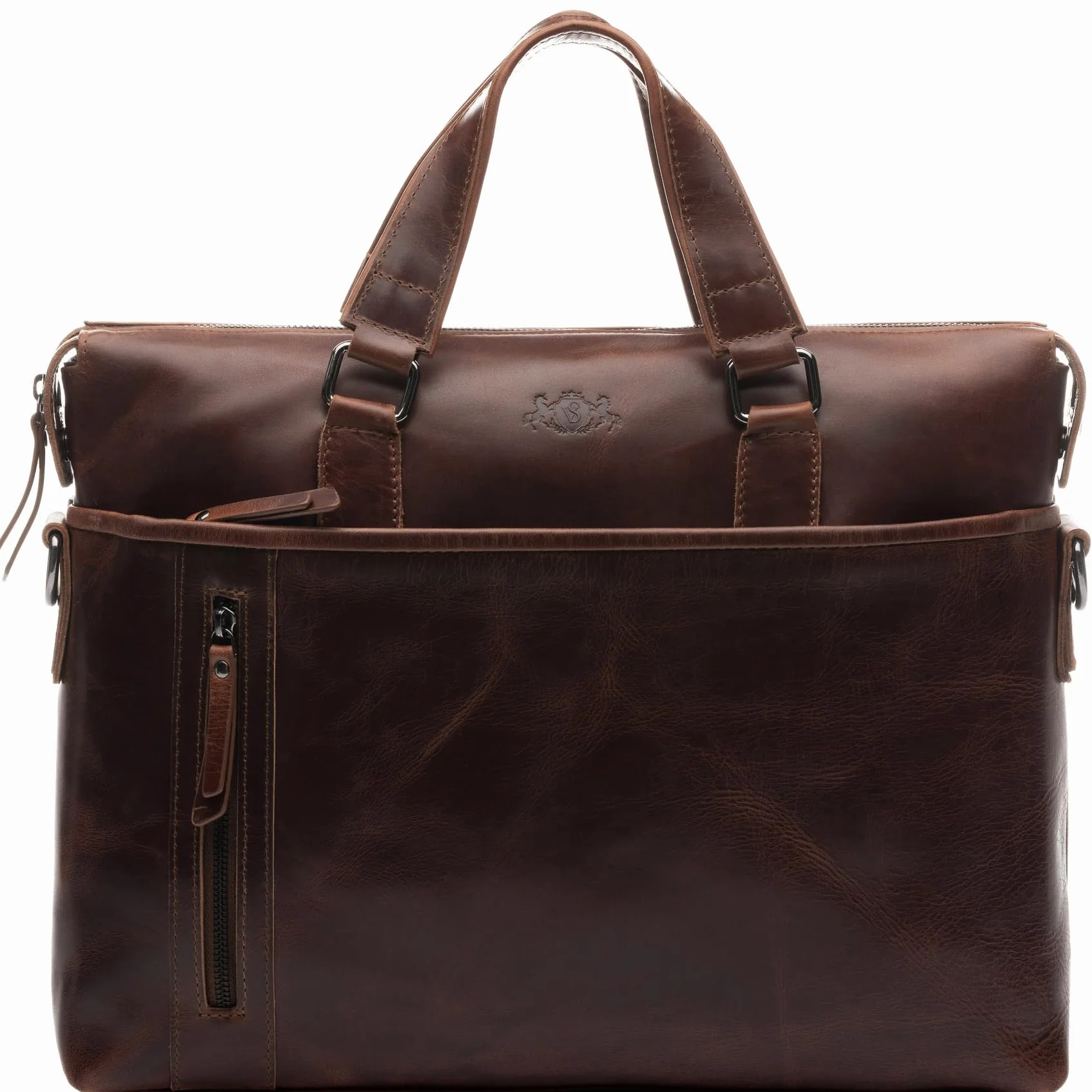 SID & VAIN Sac Ordinateur Portable Cuir véritable 15.4 Pouces London Mallette Professionnelle bandoulière Grand pour Hommes et Femmes Serviette de Travail Etudiante Marron